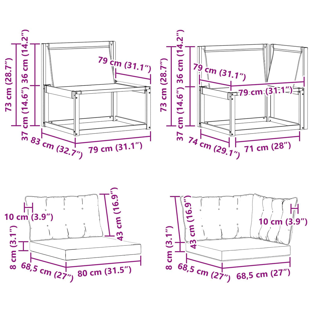 Sectional Sofa Einheiten mit Kissen Weiß 162,5 x 83 x 73 cm