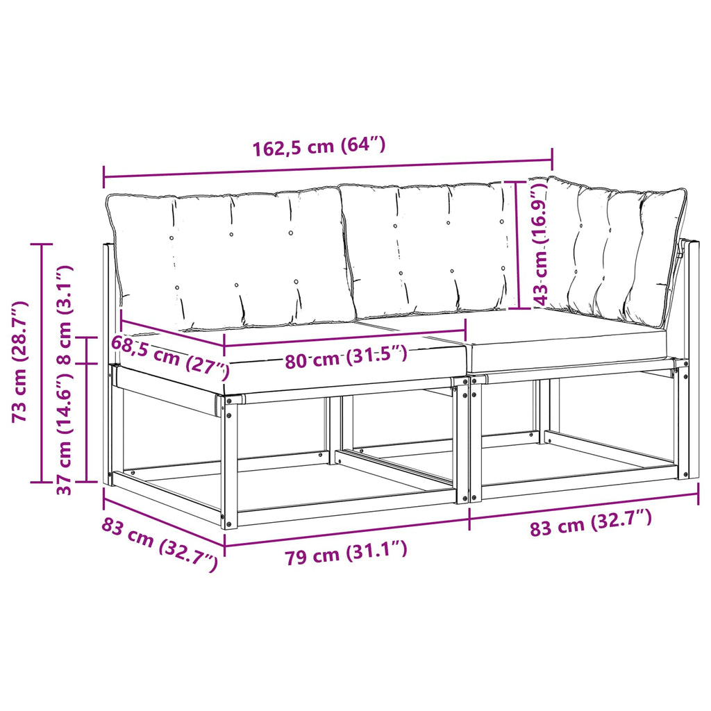 Sectional Sofa Einheiten mit Kissen Weiß 162,5 x 83 x 73 cm
