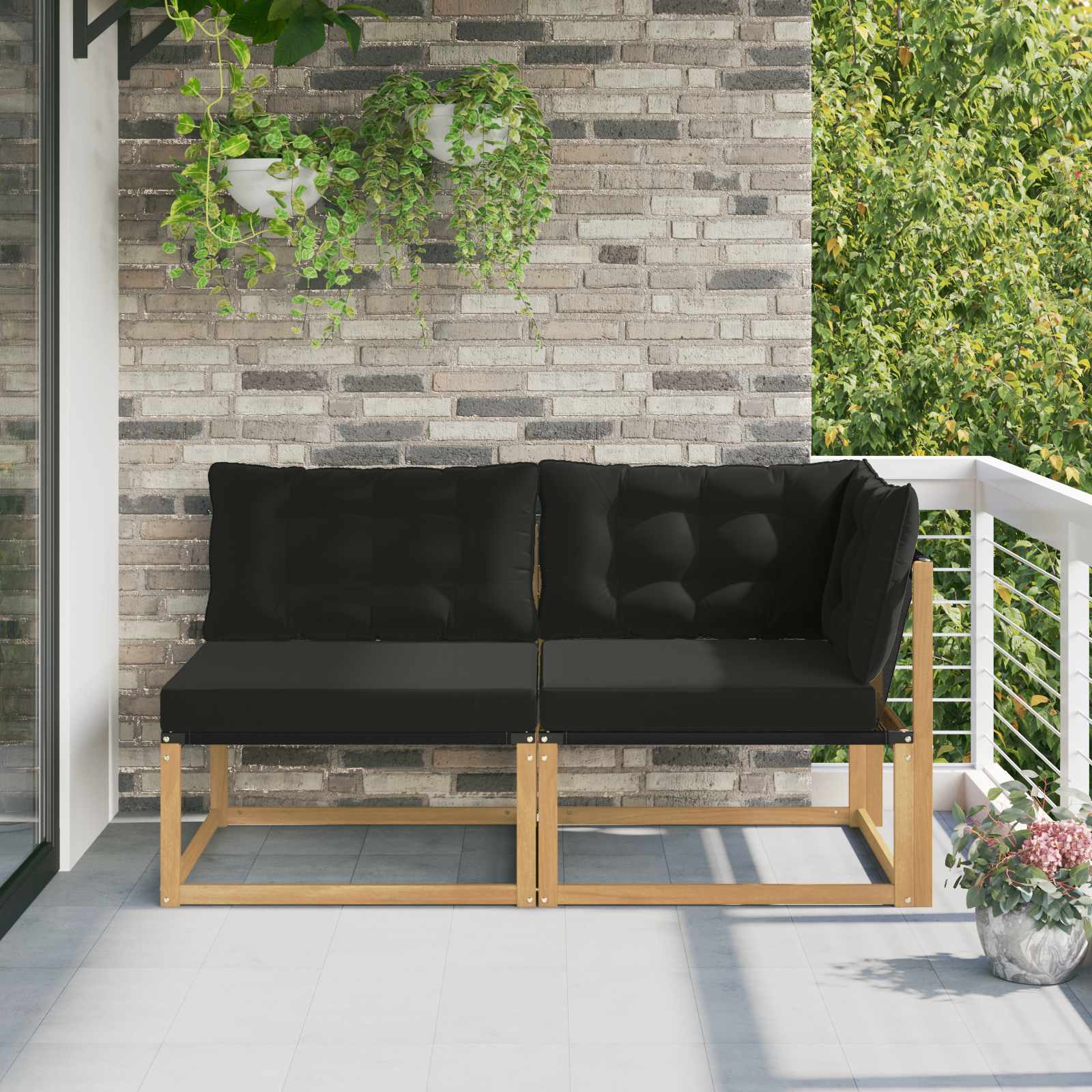 Sectional Sofa Einheiten mit Kissen Weiß 162,5 x 83 x 73 cm