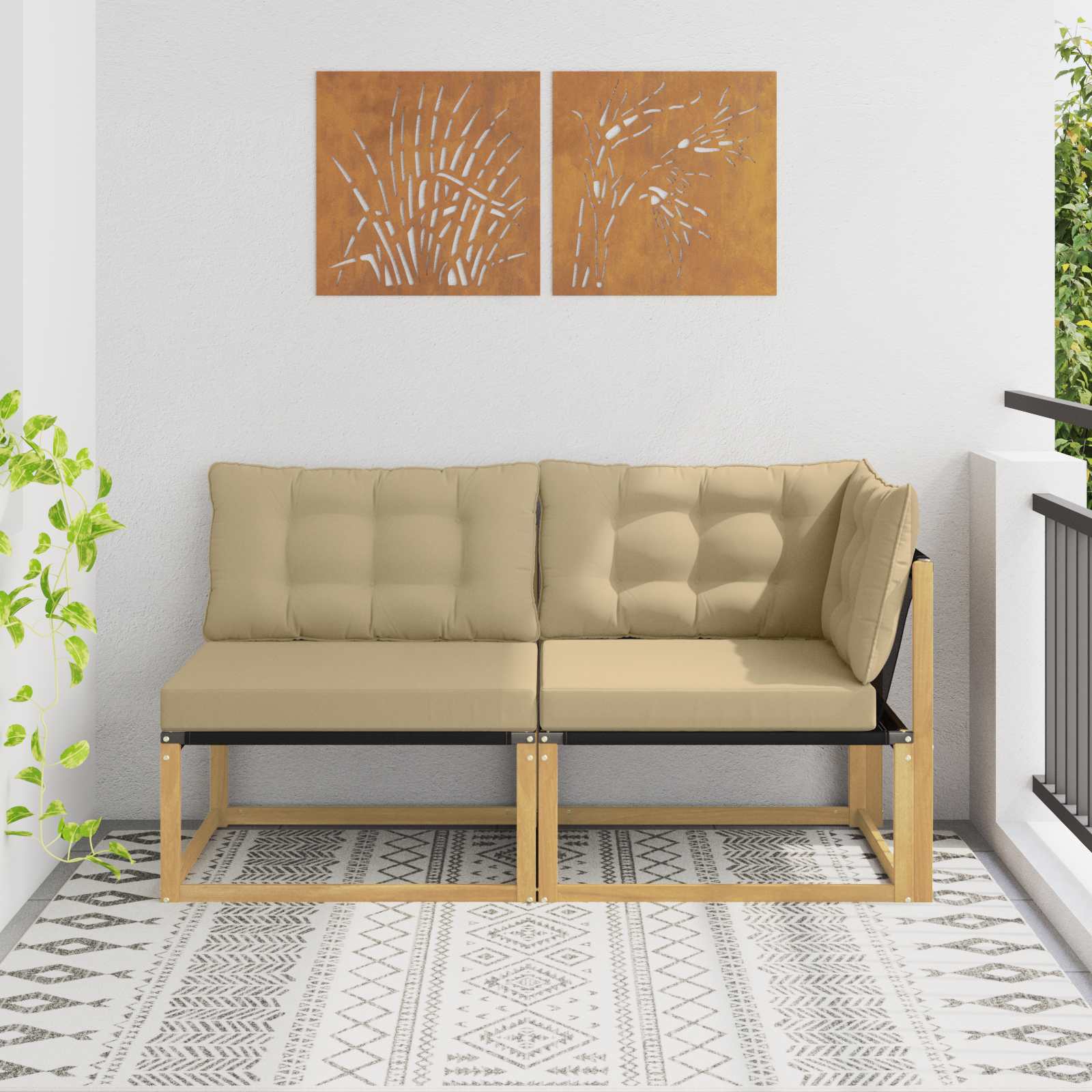 Sectional Sofa Einheiten mit Kissen Weiß 162,5 x 83 x 73 cm