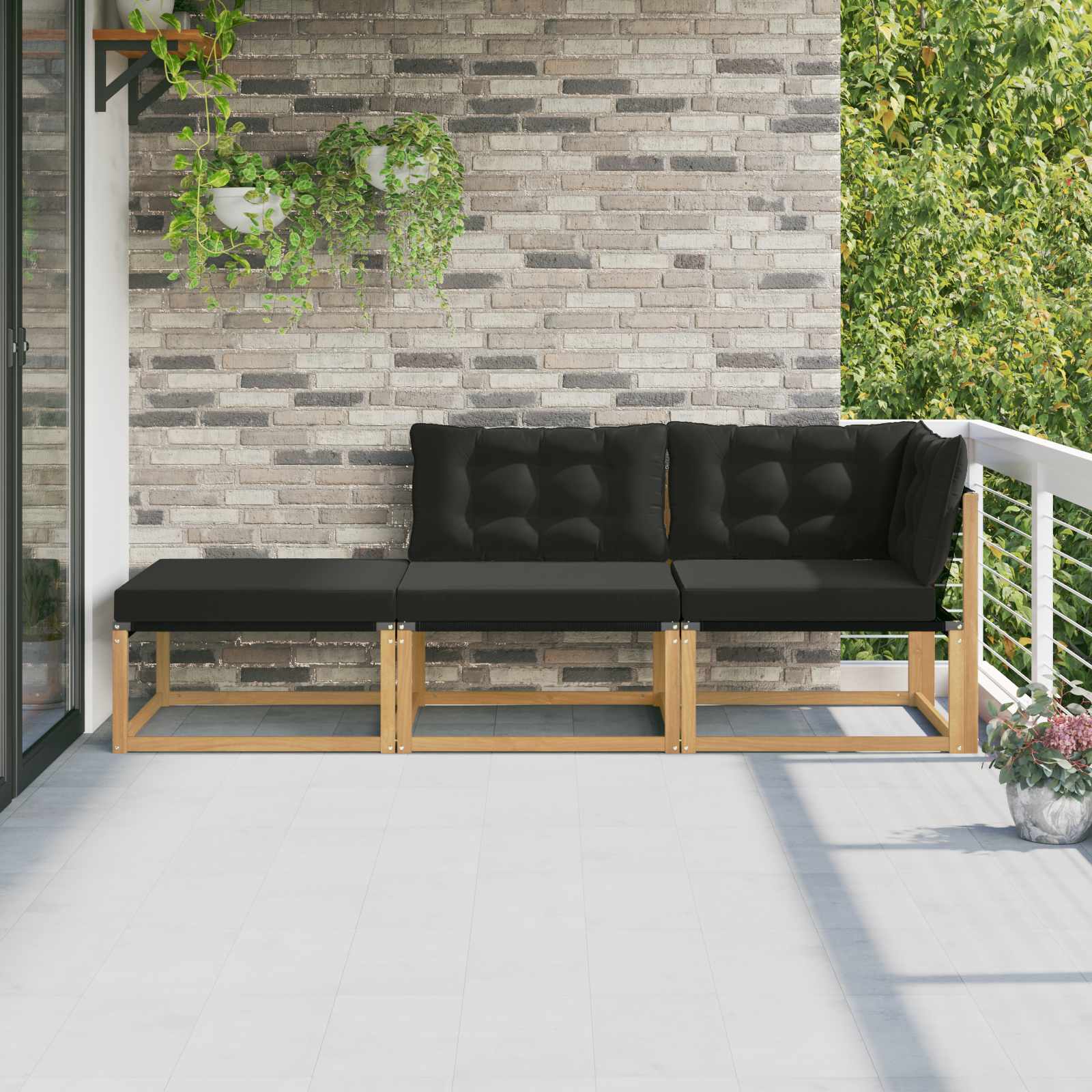 Sectional Sofa Einheiten mit Kissen Weiß 241,5 x 83 x 73 cm