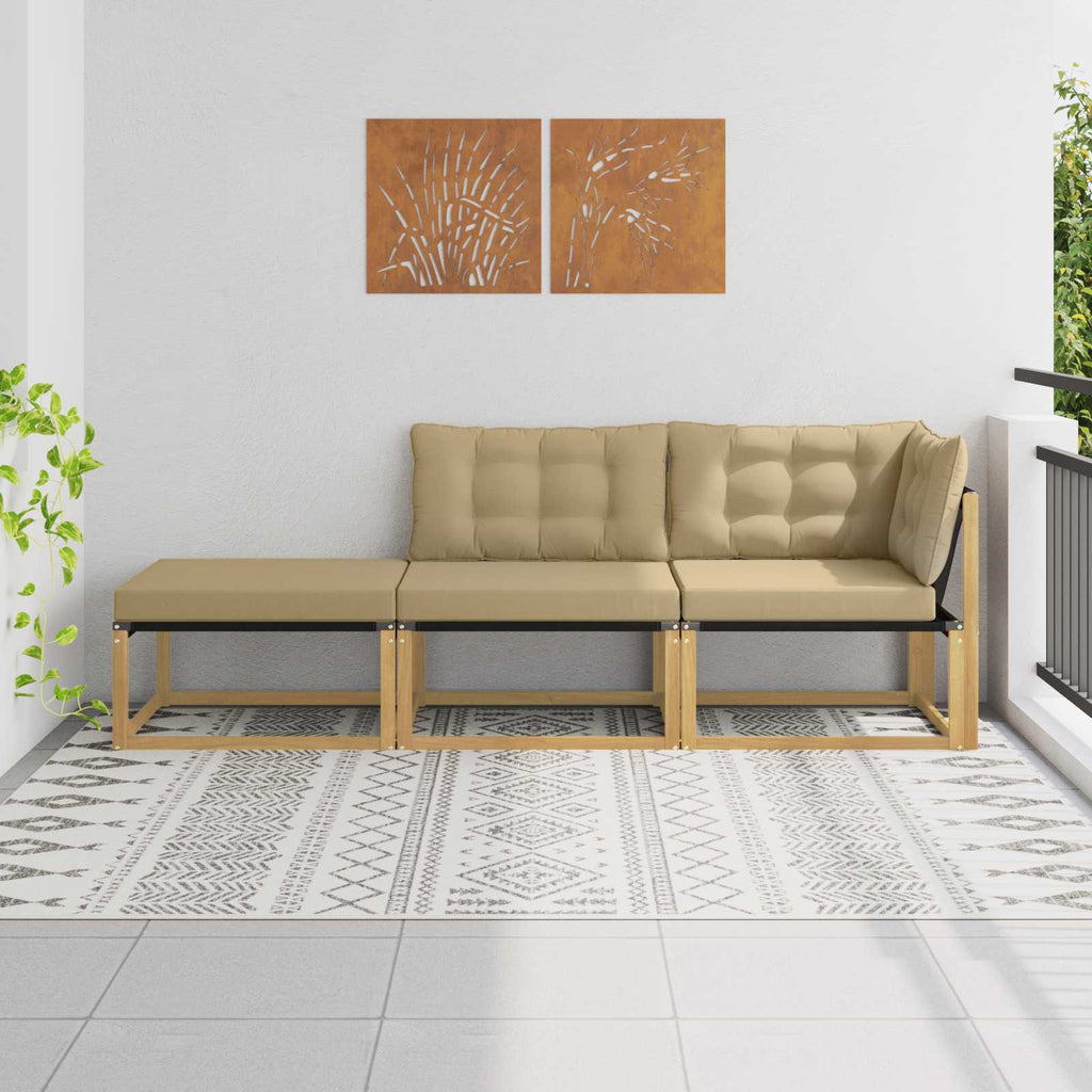 Sectional Sofa Einheiten mit Kissen Weiß 241,5 x 83 x 73 cm