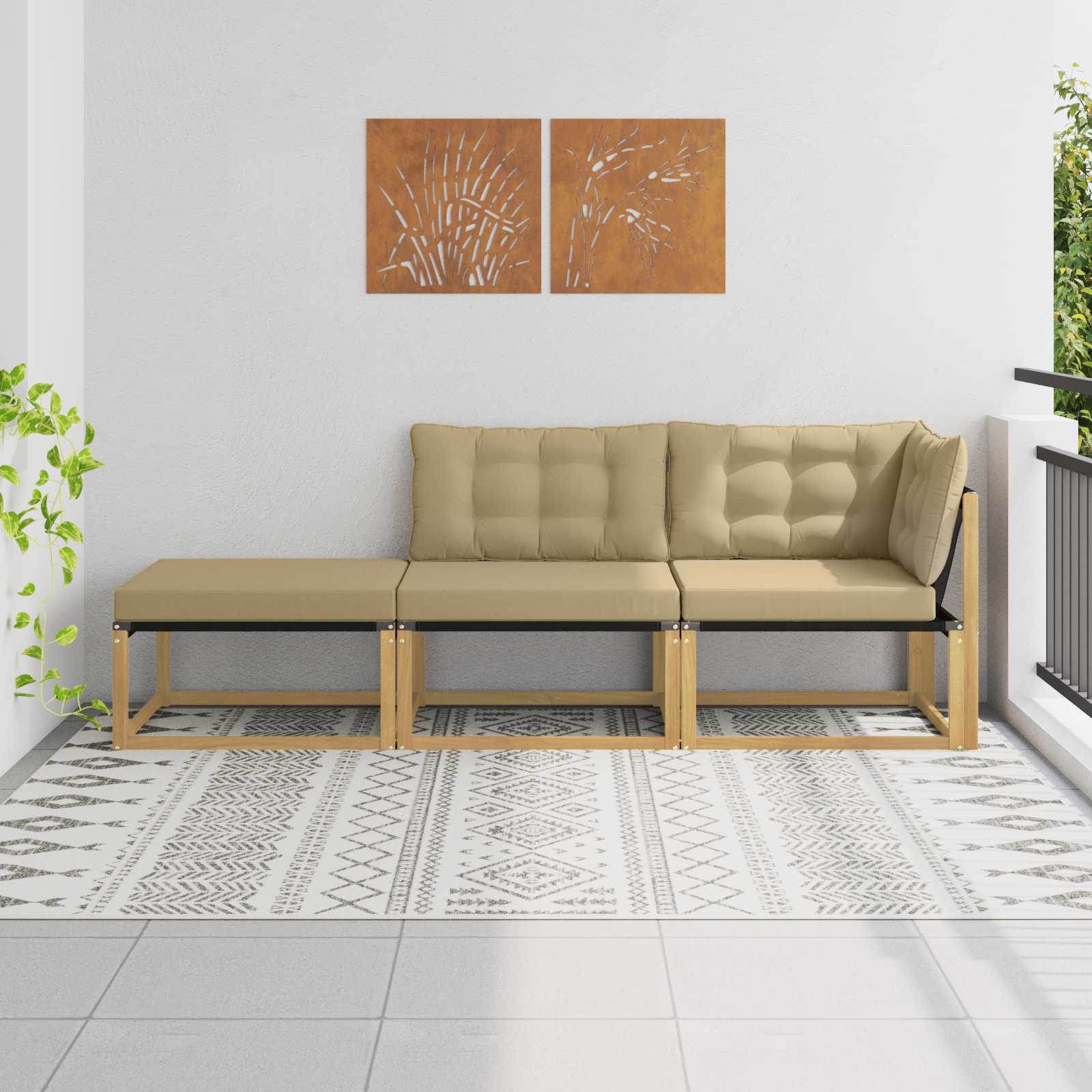Sectional Sofa Einheiten mit Kissen Weiß 241,5 x 83 x 73 cm