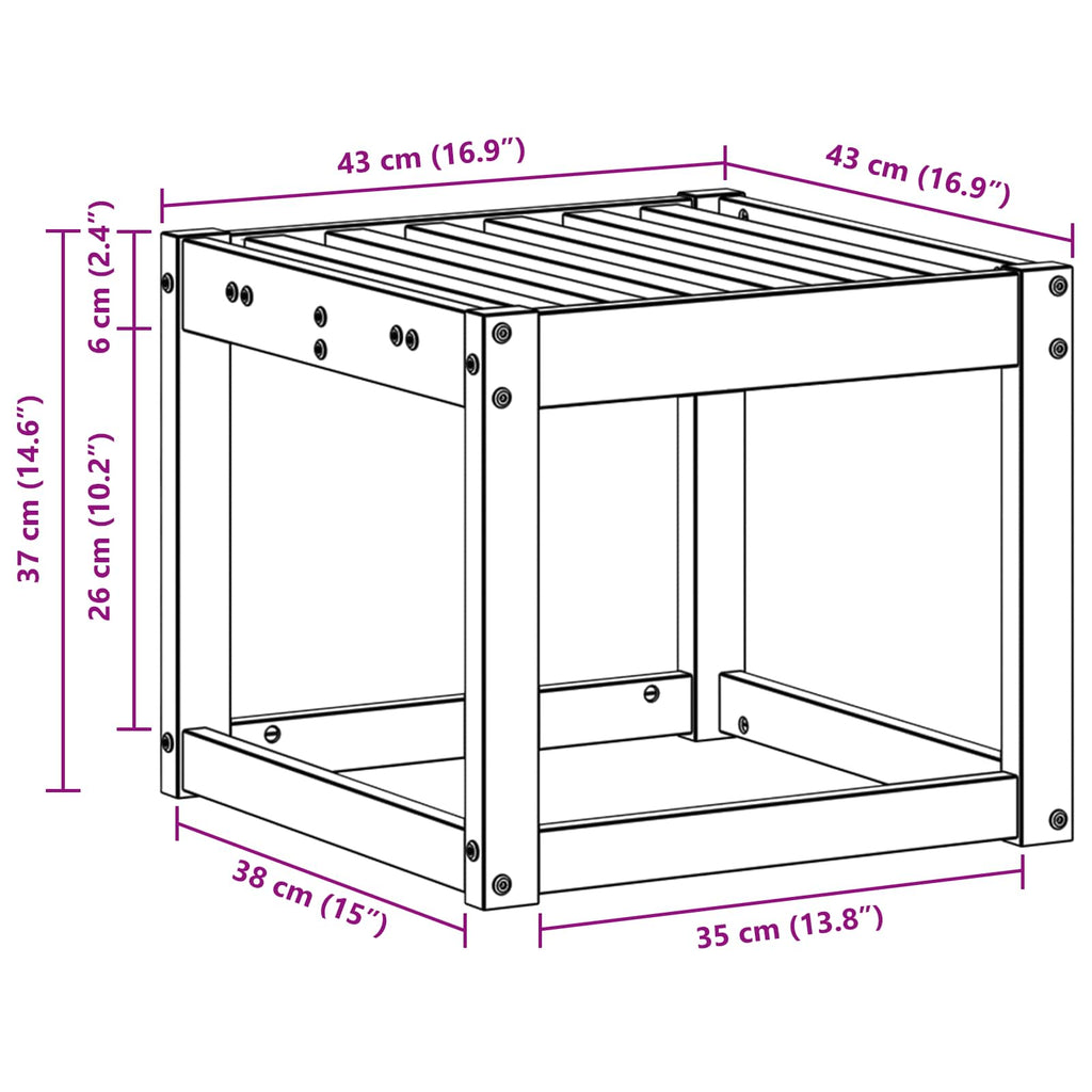 Outdoor Hocker Bank Weiß 43 x 43 x 37 cm Massivholz Akazie