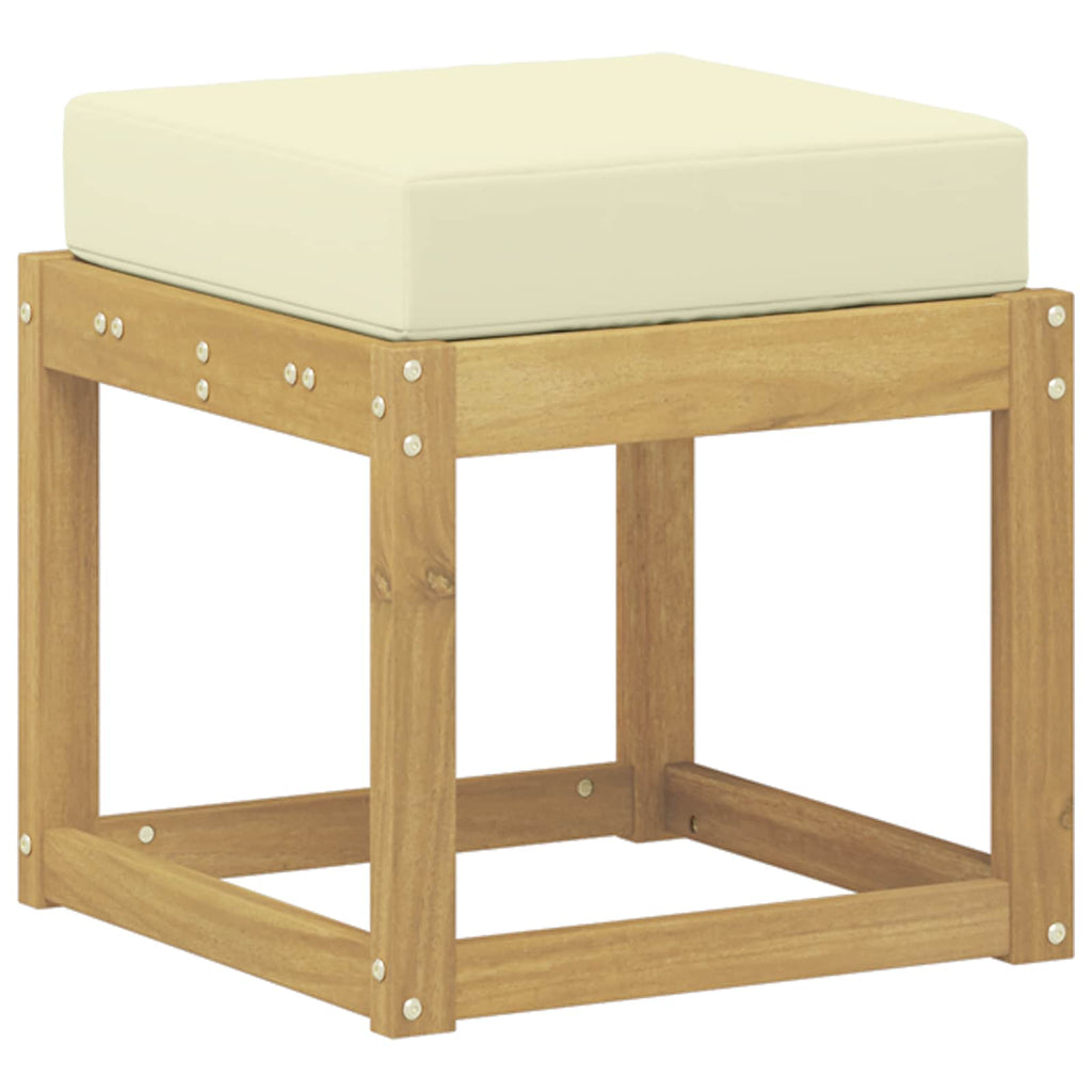 Outdoor Hocker Bank Weiß 43 x 43 x 45 cm Massivholz Akazie