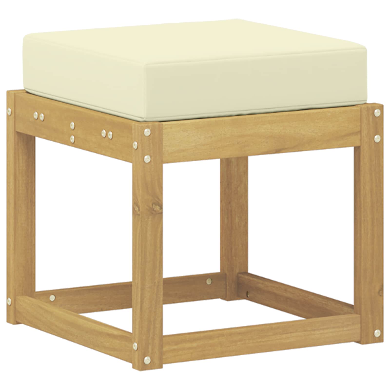 Outdoor Hocker Bank Weiß 43 x 43 x 45 cm Massivholz Akazie
