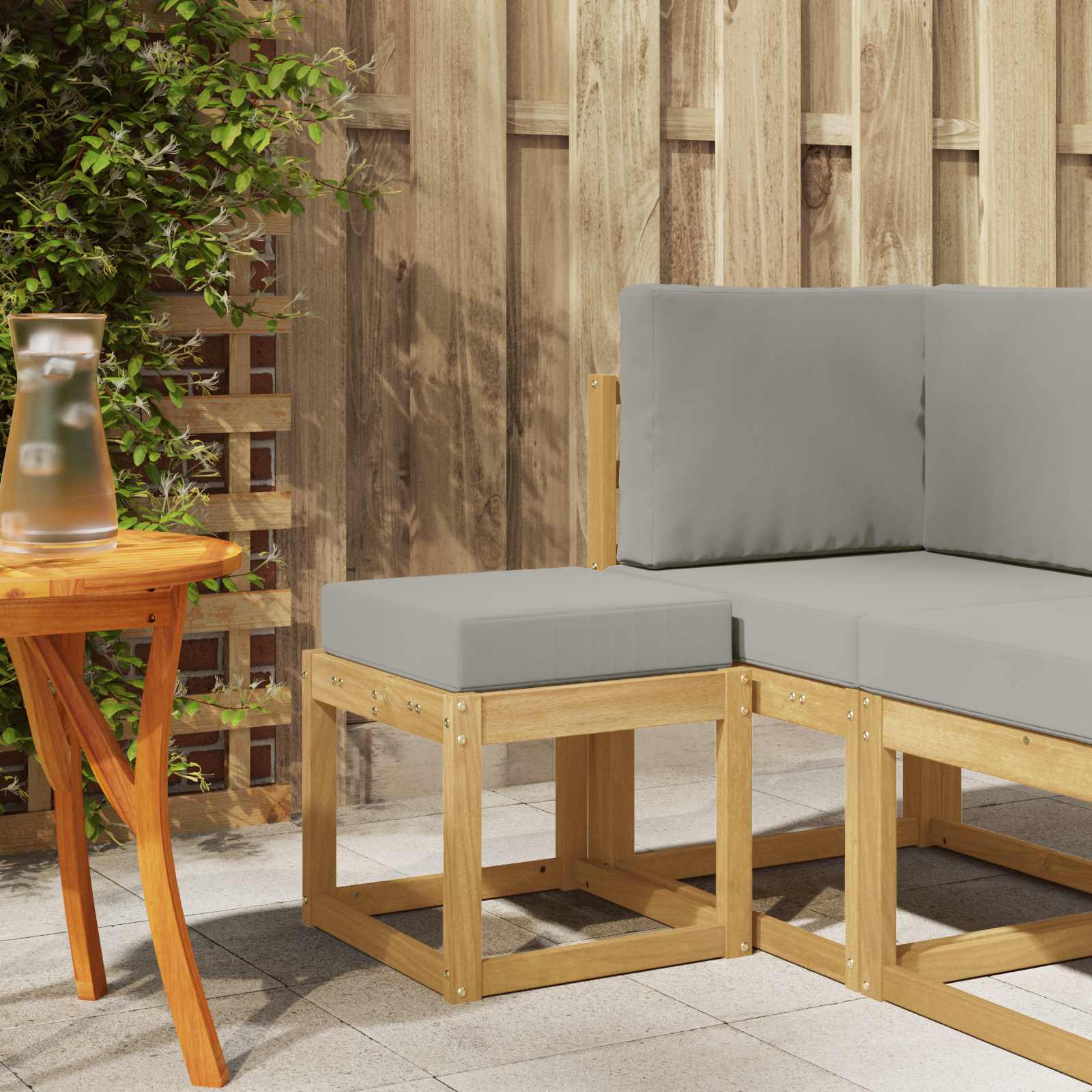 Outdoor Hocker Bank Weiß 43 x 43 x 45 cm Massivholz Akazie
