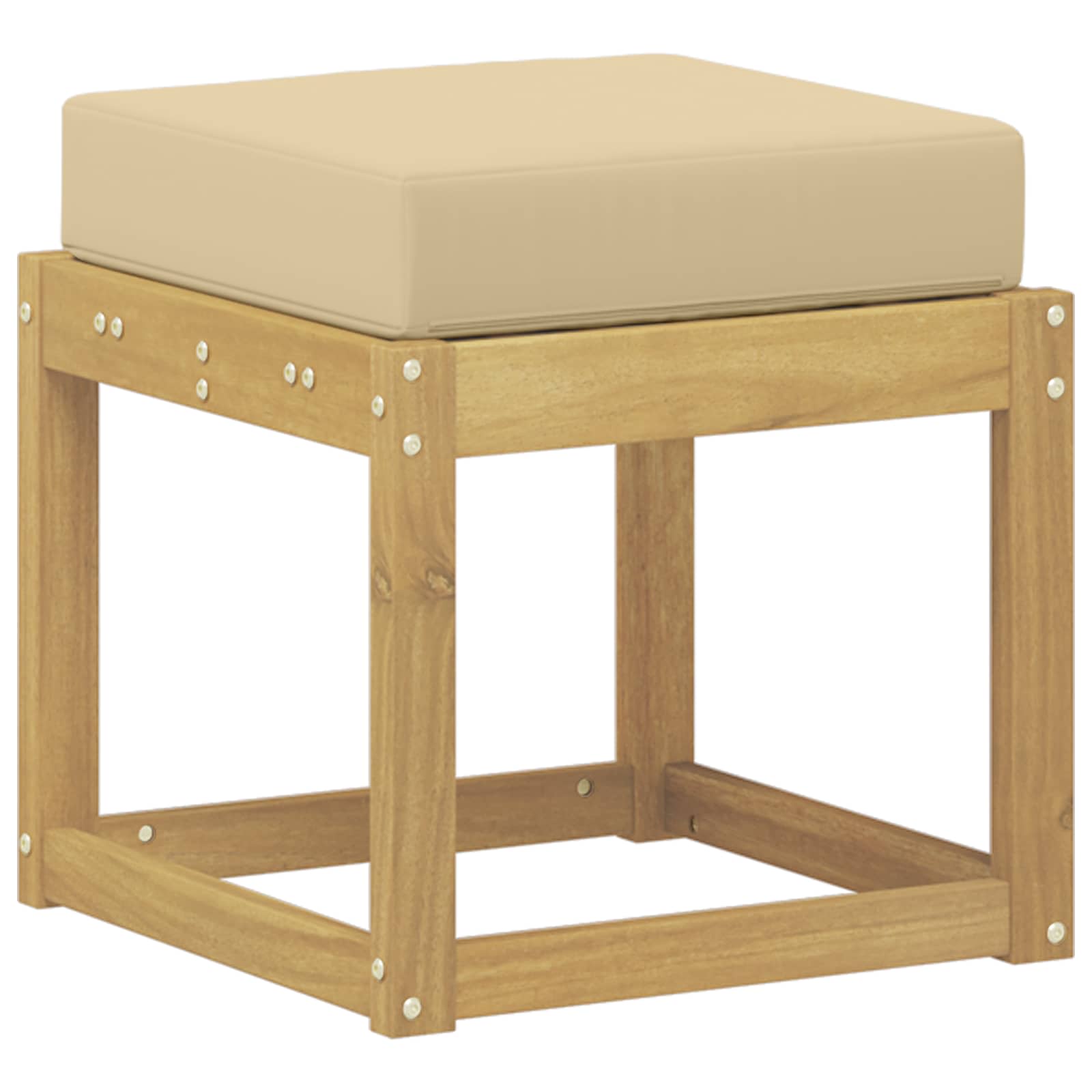 Outdoor Hocker Bank Weiß 43 x 43 x 45 cm Massivholz Akazie