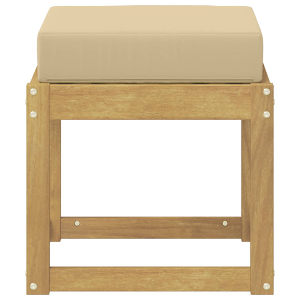 Outdoor Hocker Bank Weiß 43 x 43 x 45 cm Massivholz Akazie