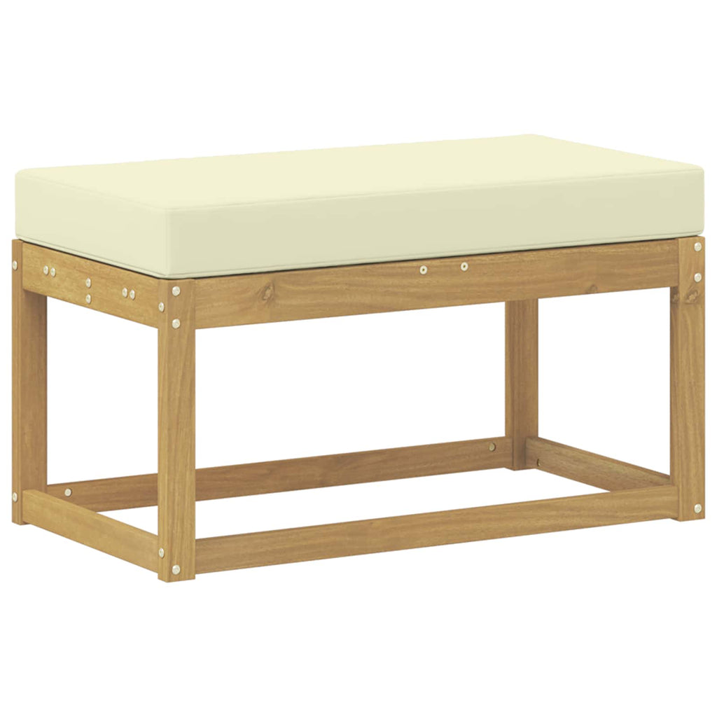 Outdoor Hocker Bank Weiß 80 x 43 x 45 cm Massivholz Akazie