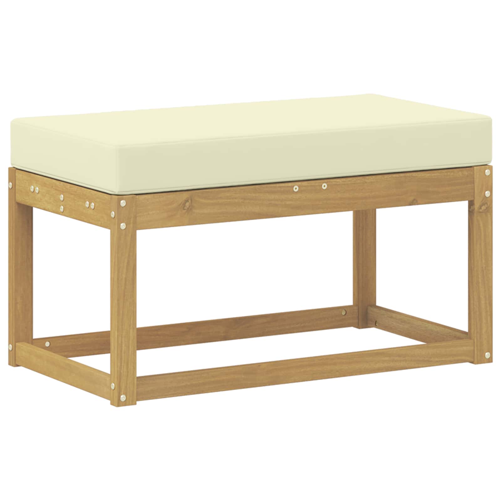 Outdoor Hocker Bank Weiß 80 x 43 x 45 cm Massivholz Akazie