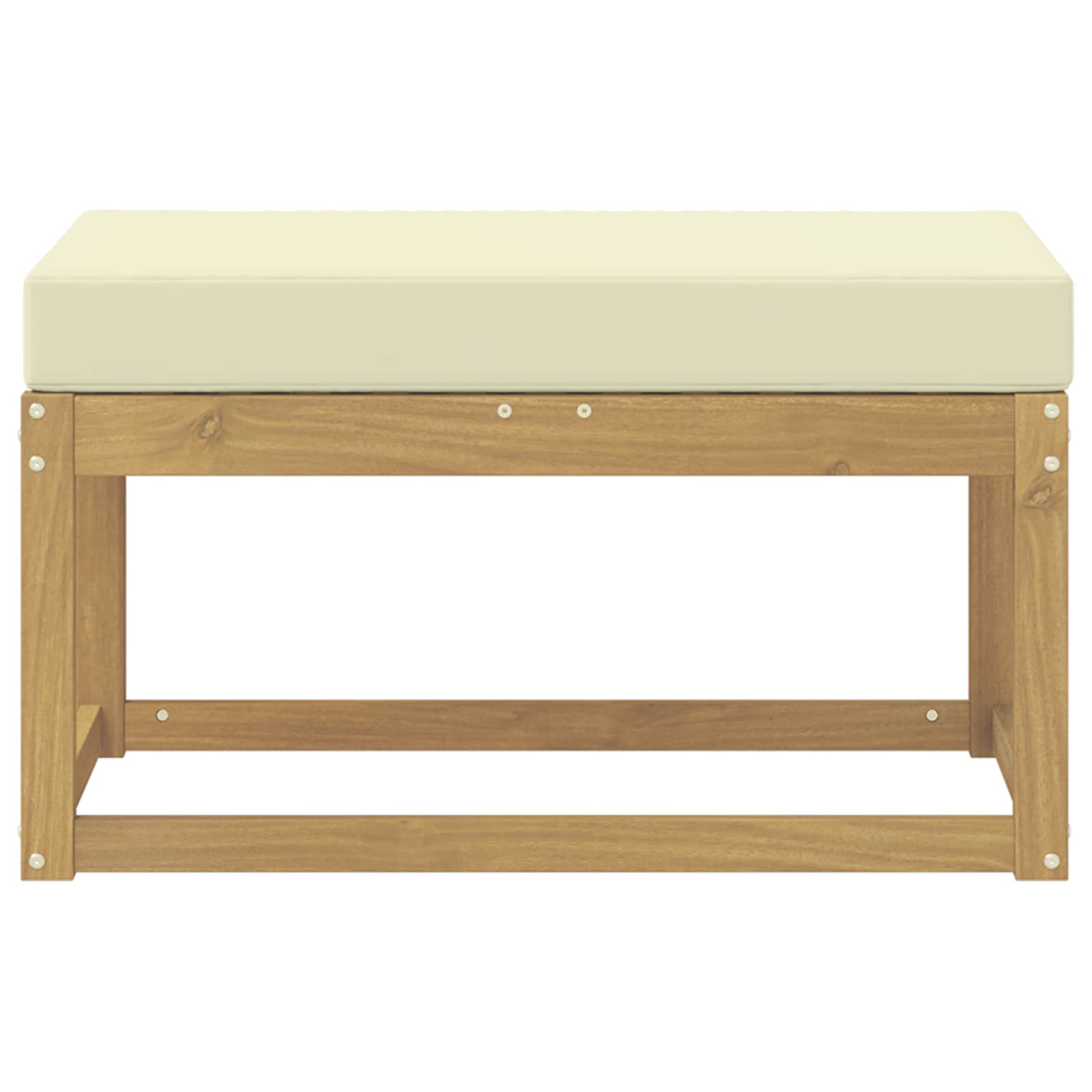Outdoor Hocker Bank Weiß 80 x 43 x 45 cm Massivholz Akazie