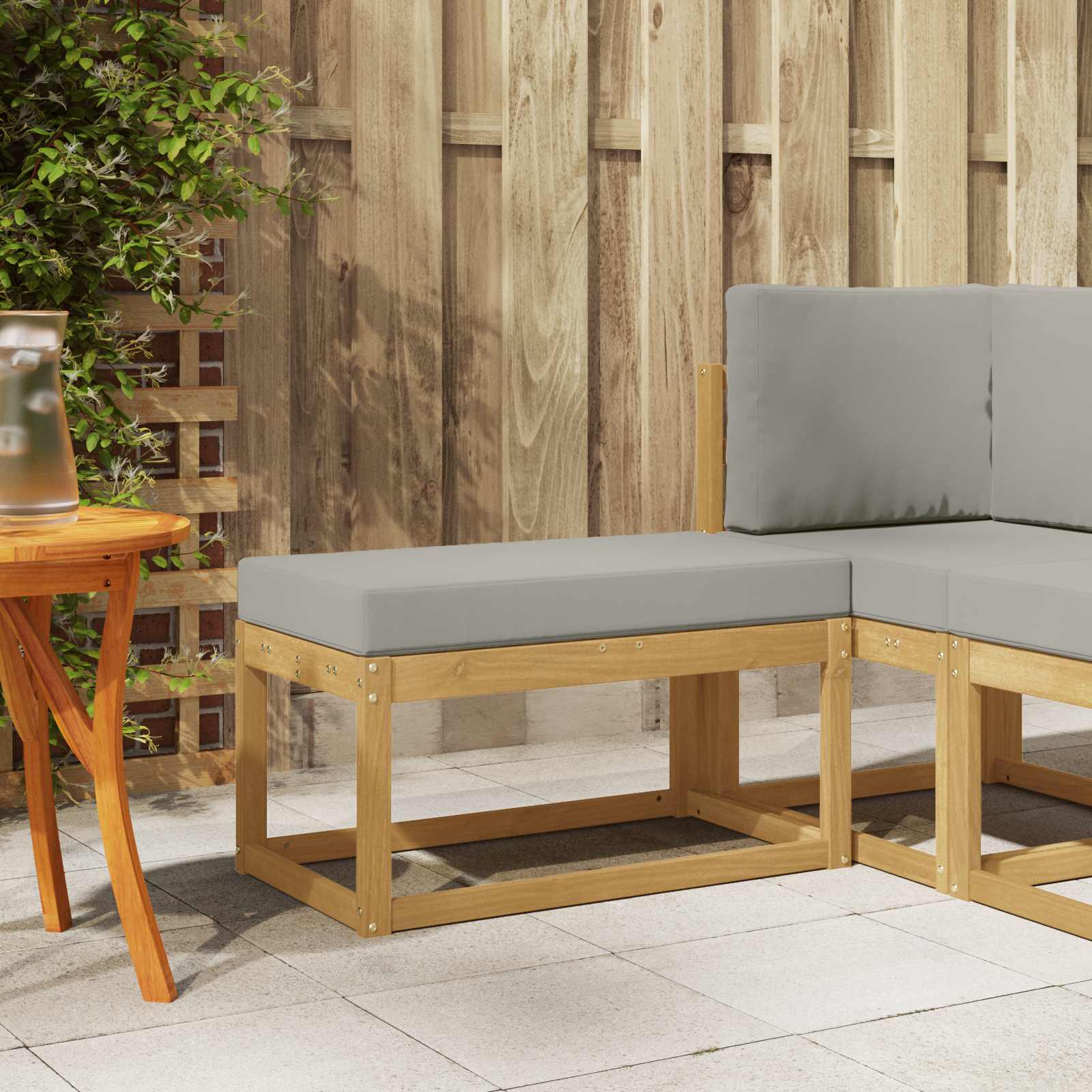 Outdoor Hocker Bank Weiß 80 x 43 x 45 cm Massivholz Akazie
