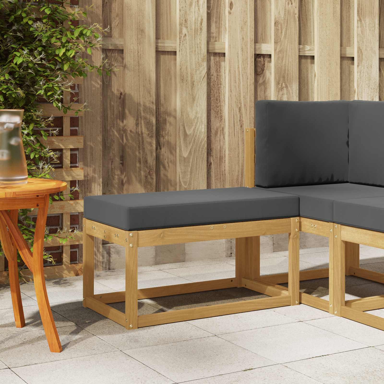 Outdoor Hocker Bank Weiß 80 x 43 x 45 cm Massivholz Akazie