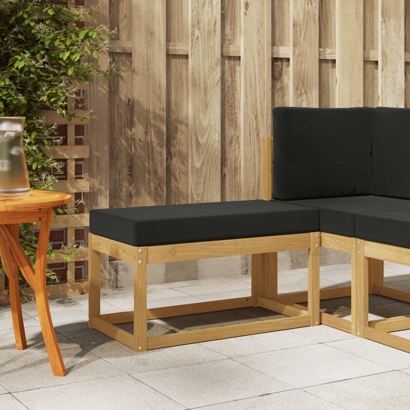 Outdoor Hocker Bank Weiß 80 x 43 x 45 cm Massivholz Akazie