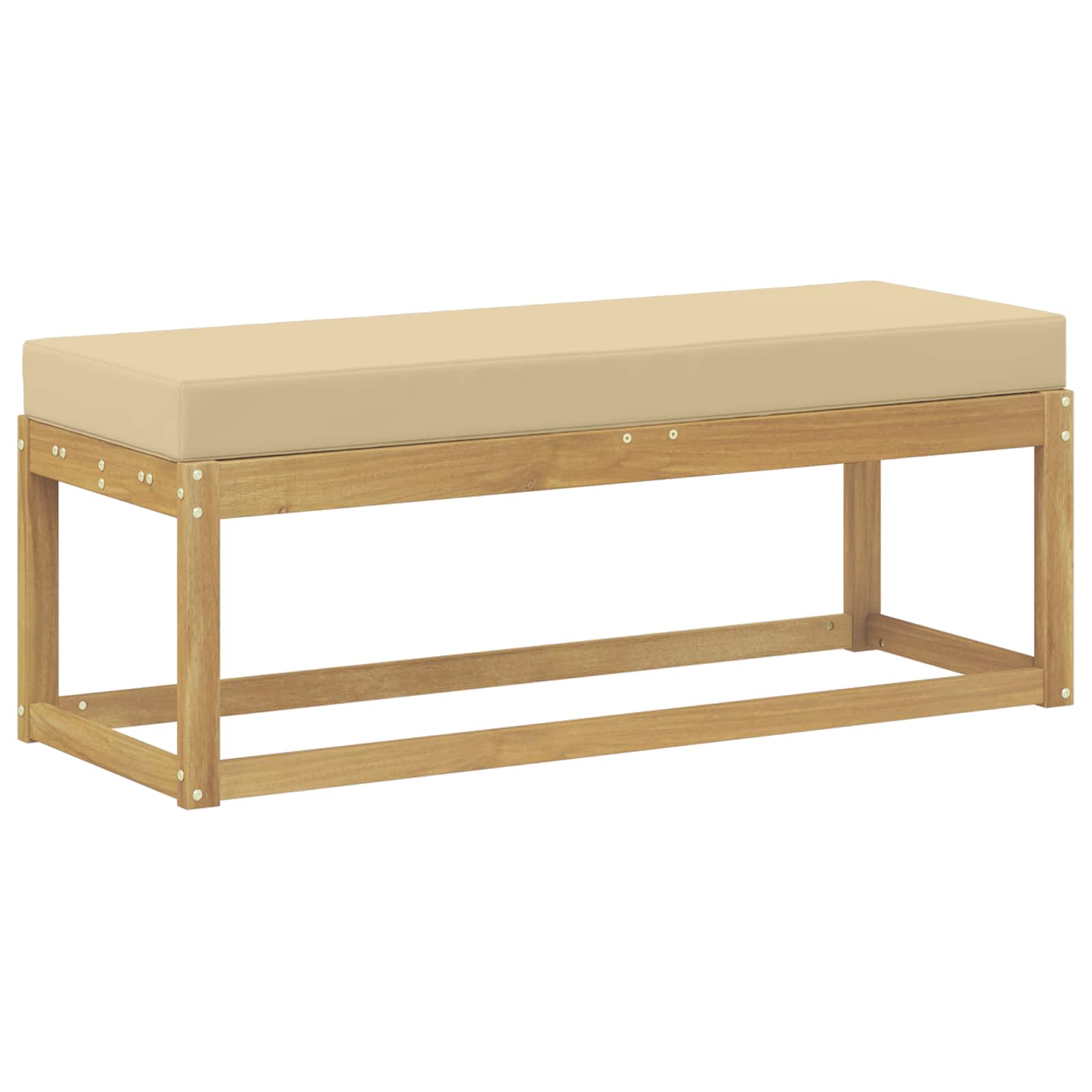 Outdoor Hocker Bank Weiß 115 x 43 x 45 cm Massivholz Akazie