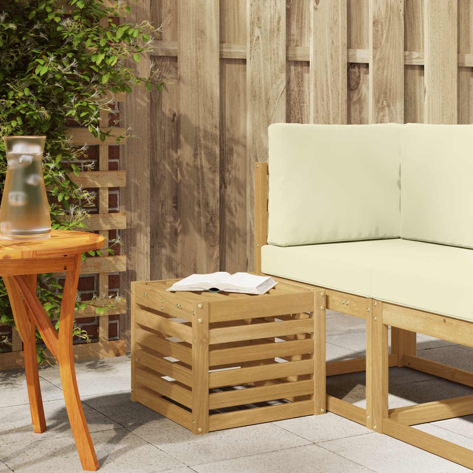 Outdoor-Sofagarnitur Weiß 35 x 38 x 37 cm Massivholz Akazie