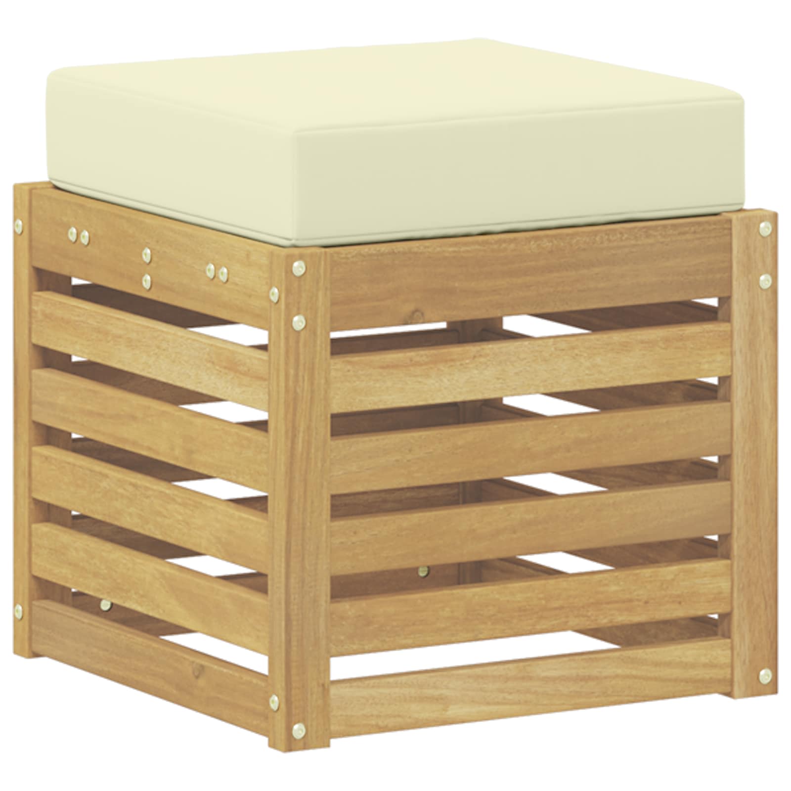 Outdoor Hocker Bank Weiß 43 x 43 x 45 cm Massivholz Akazie