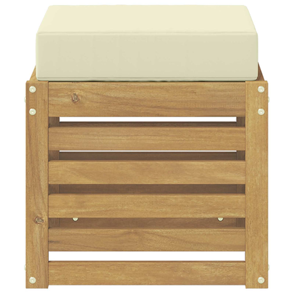 Outdoor Hocker Bank Weiß 43 x 43 x 45 cm Massivholz Akazie