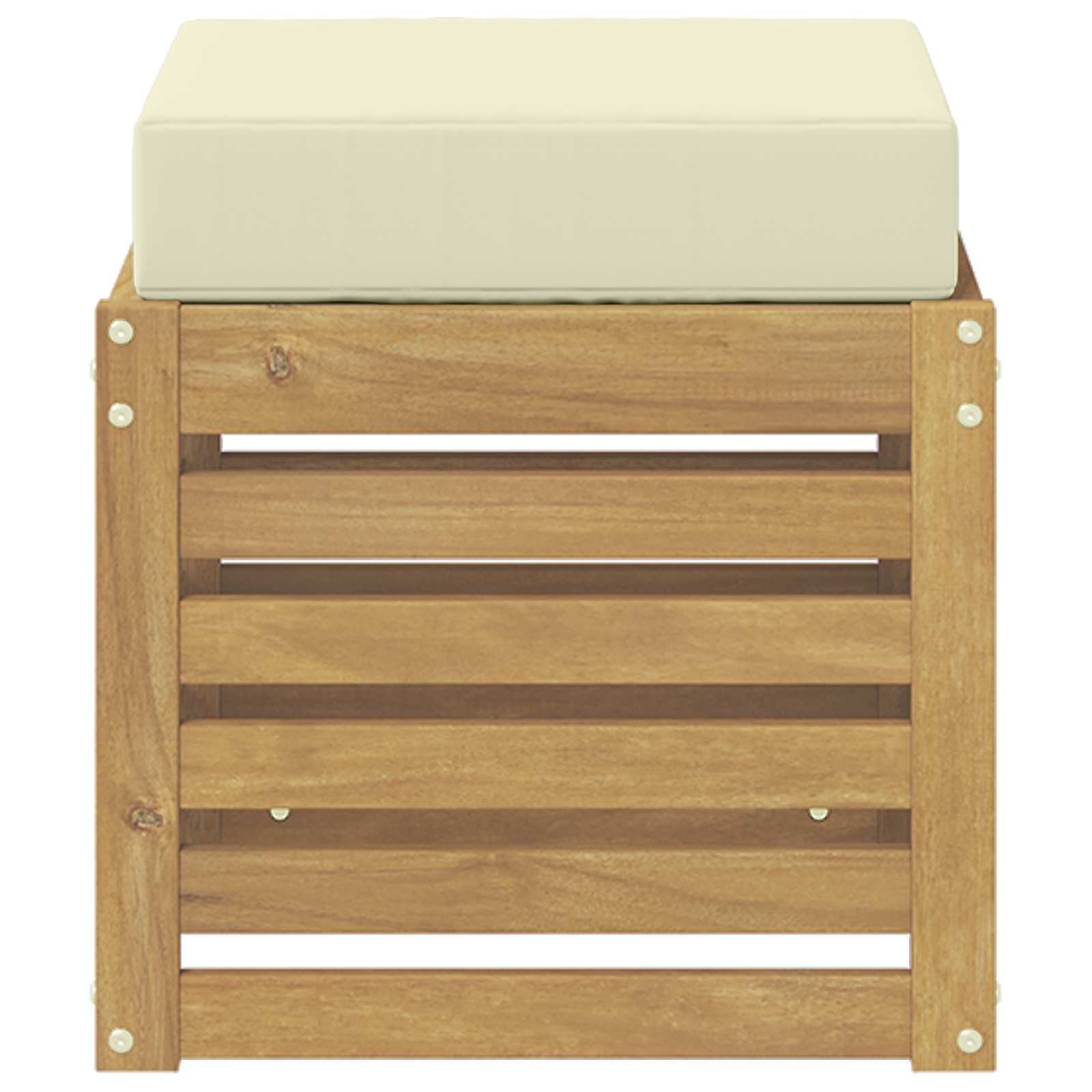 Outdoor Hocker Bank Weiß 43 x 43 x 45 cm Massivholz Akazie