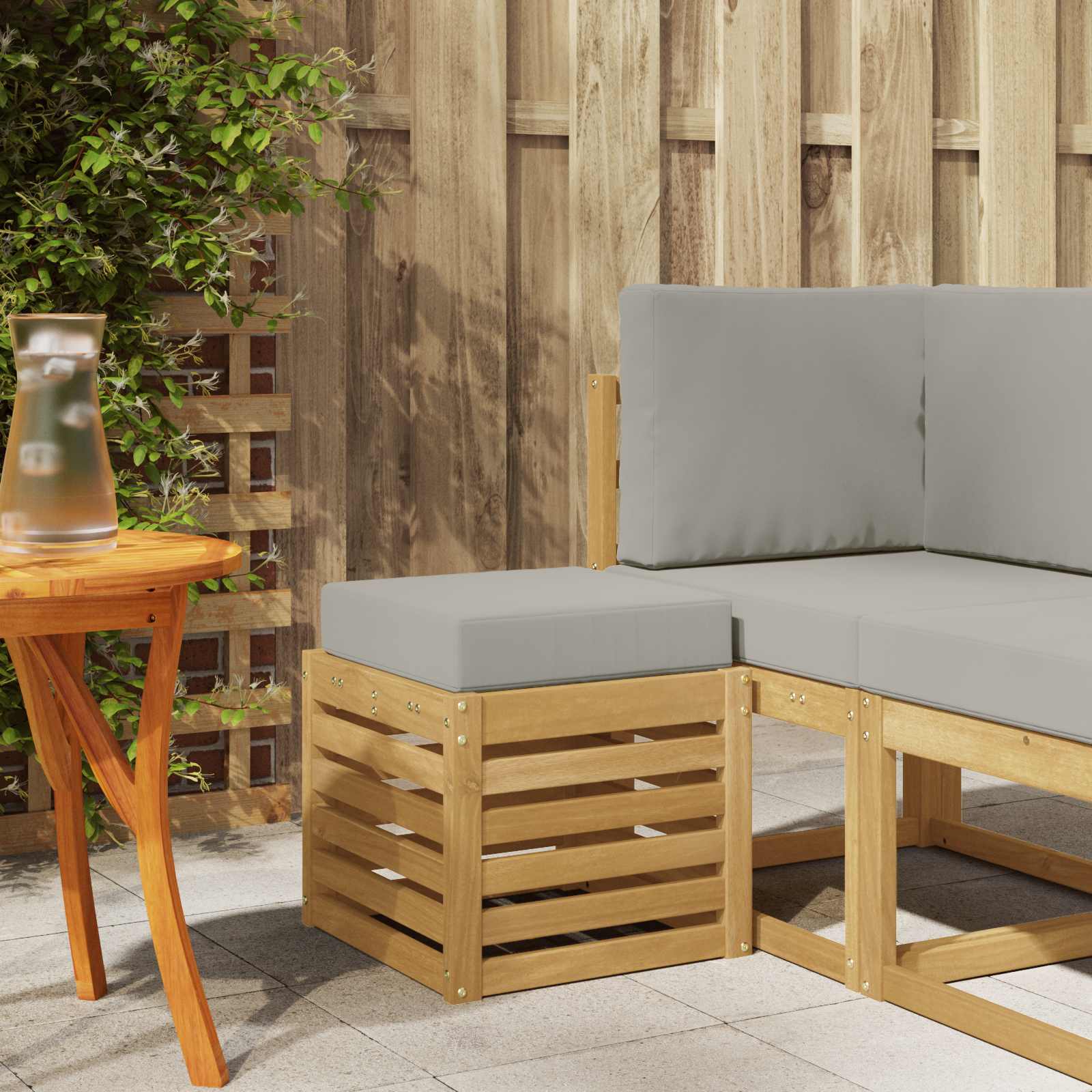 Outdoor Hocker Bank Weiß 43 x 43 x 45 cm Massivholz Akazie