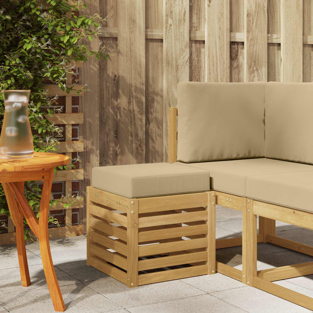 Outdoor Hocker Bank Weiß 43 x 43 x 45 cm Massivholz Akazie