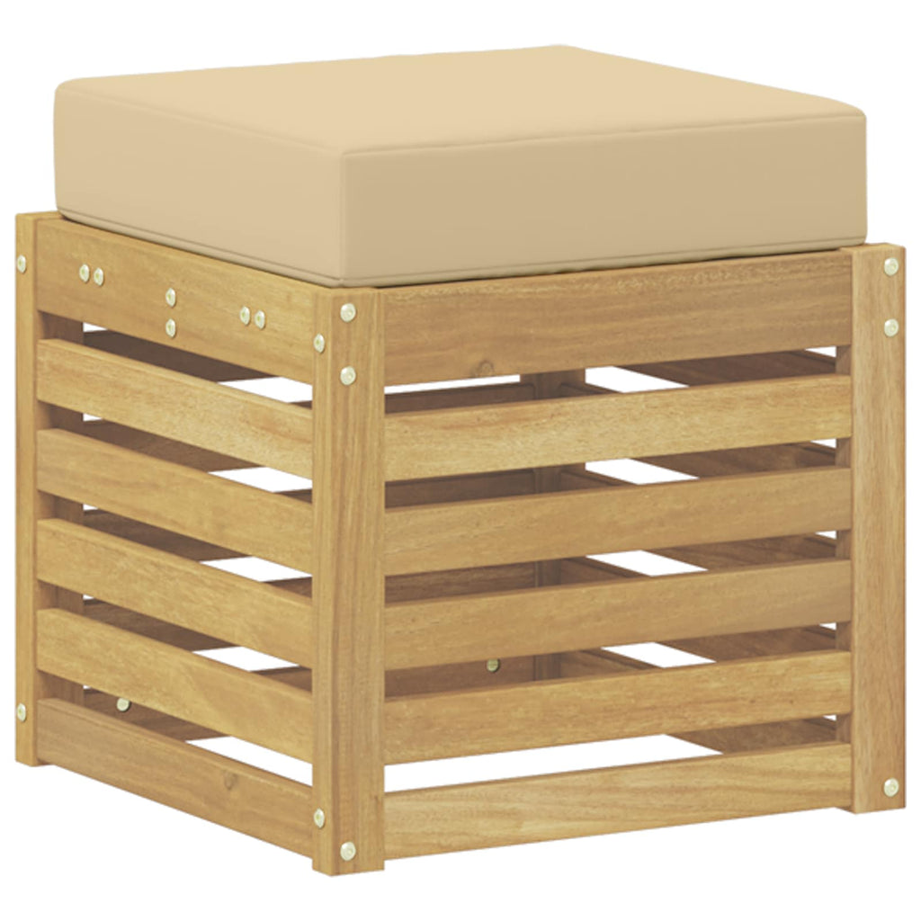 Outdoor Hocker Bank Weiß 43 x 43 x 45 cm Massivholz Akazie