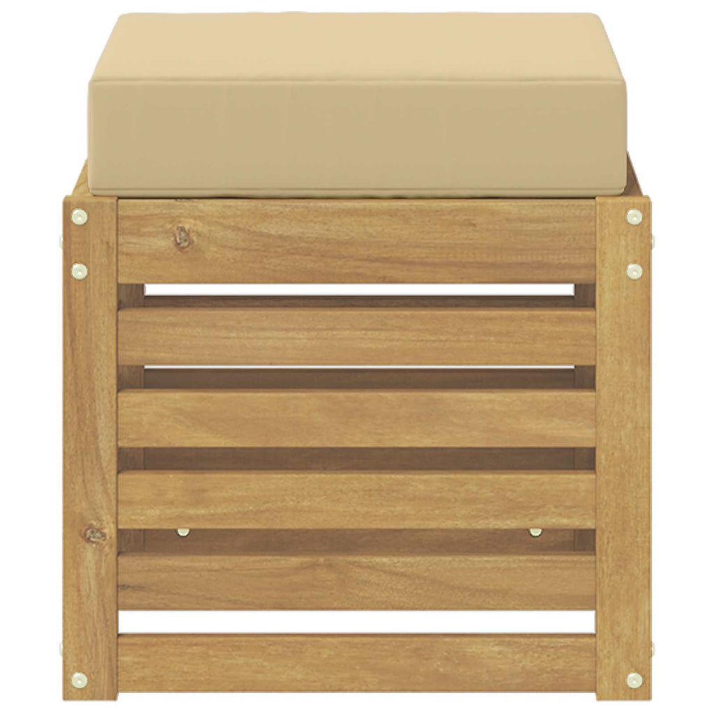 Outdoor Hocker Bank Weiß 43 x 43 x 45 cm Massivholz Akazie