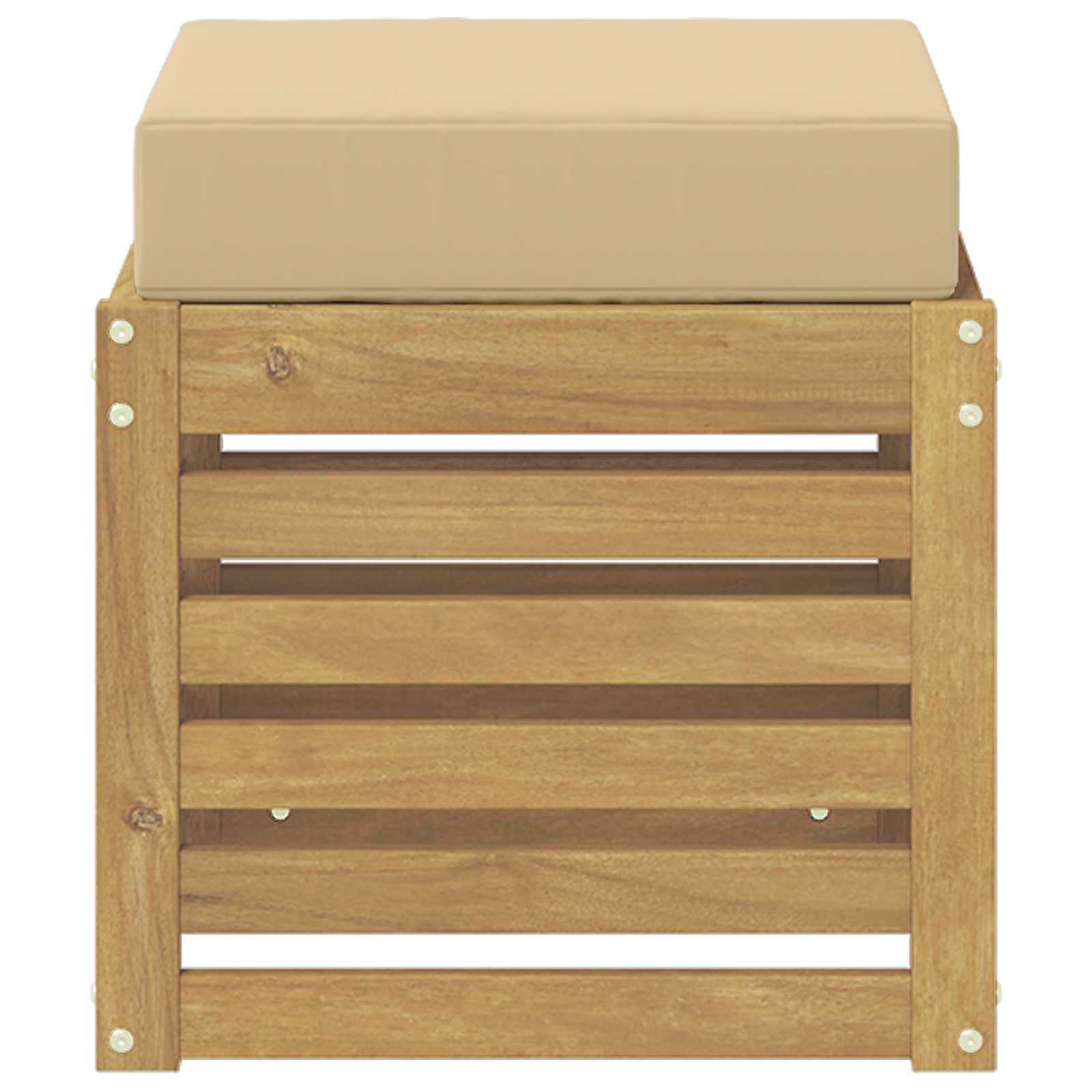 Outdoor Hocker Bank Weiß 43 x 43 x 45 cm Massivholz Akazie