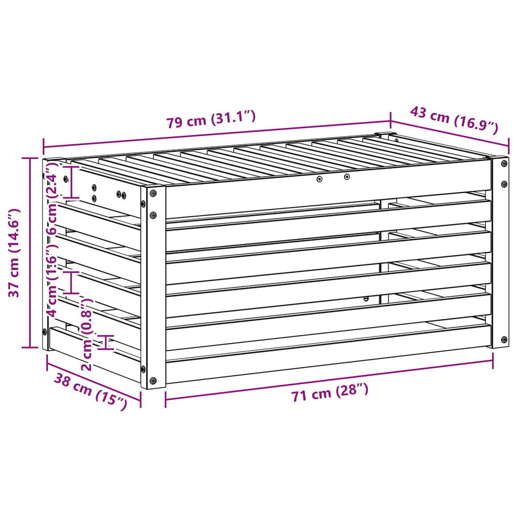 Outdoor Hocker Bank Weiß 79 x 43 x 37 cm Massivholz Akazie