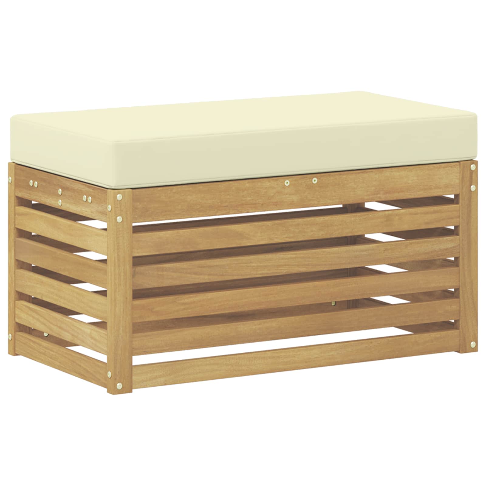 Outdoor Hocker Bank Weiß 80 x 43 x 45 cm Massivholz Akazie