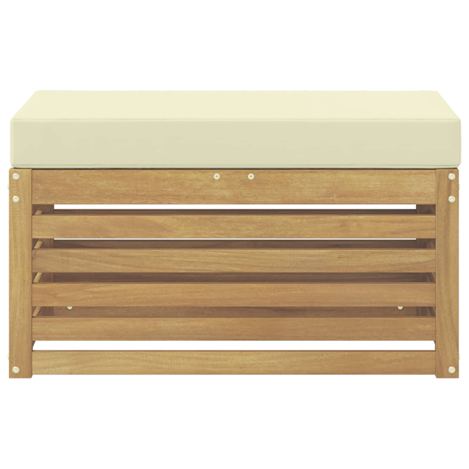 Outdoor Hocker Bank Weiß 80 x 43 x 45 cm Massivholz Akazie