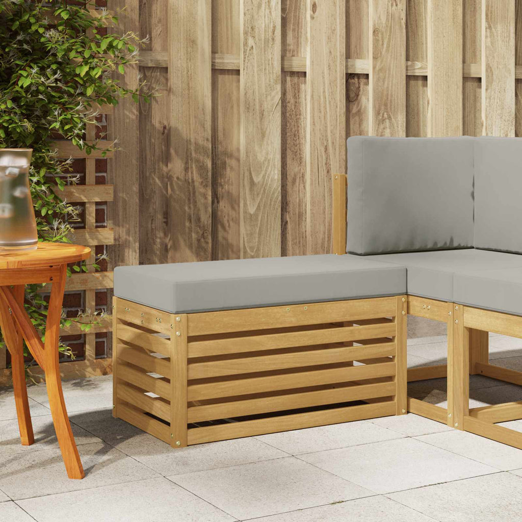 Outdoor Hocker Bank Weiß 80 x 43 x 45 cm Massivholz Akazie