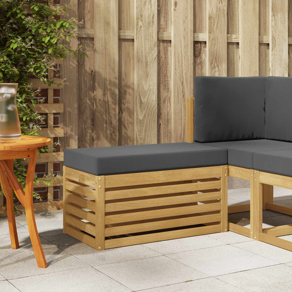 Outdoor Hocker Bank Weiß 80 x 43 x 45 cm Massivholz Akazie