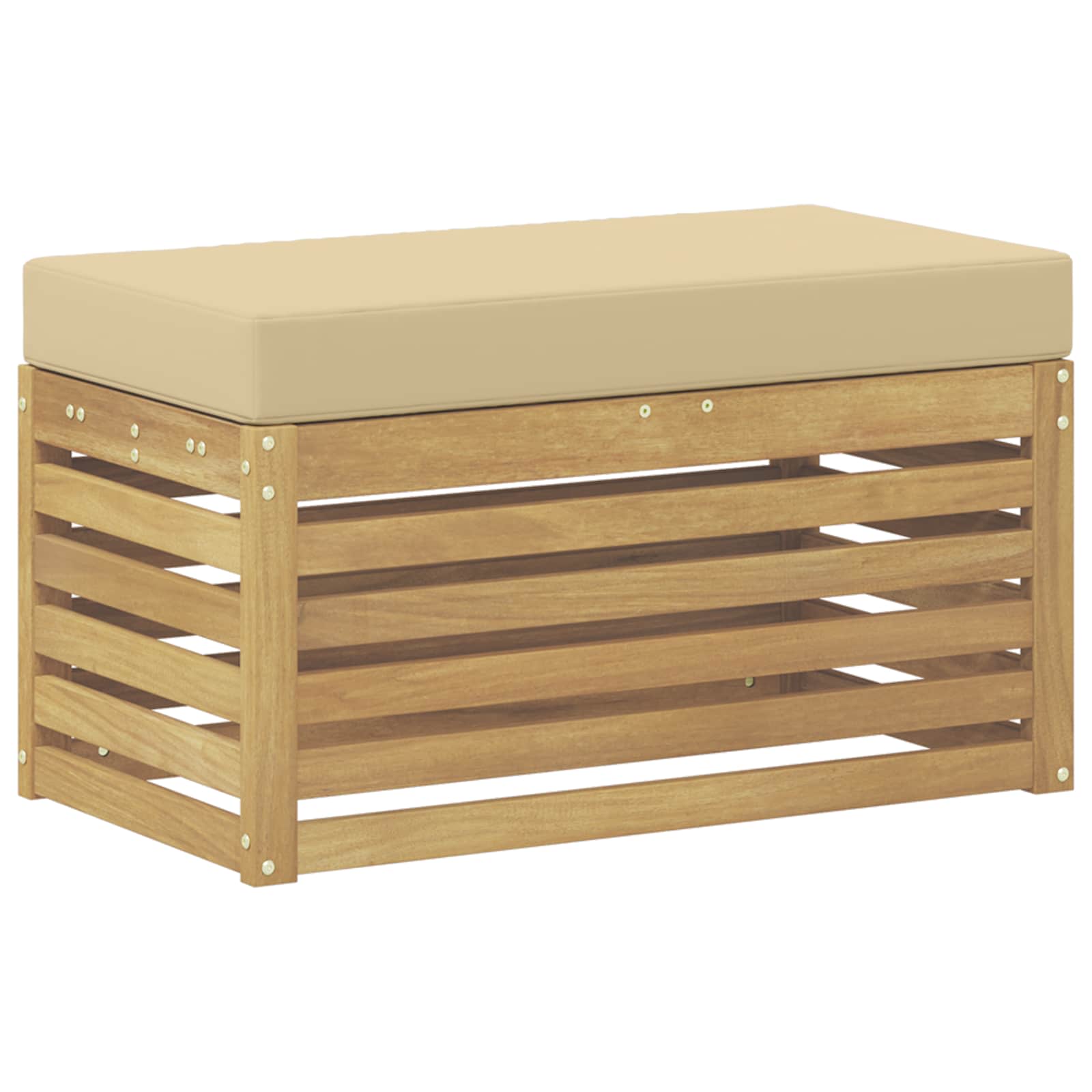 Outdoor Hocker Bank Weiß 80 x 43 x 45 cm Massivholz Akazie
