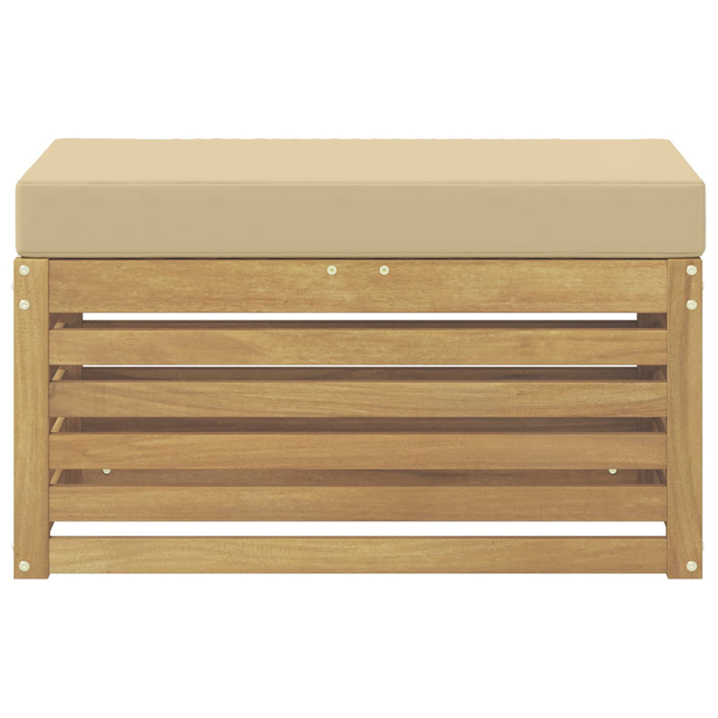 Outdoor Hocker Bank Weiß 80 x 43 x 45 cm Massivholz Akazie