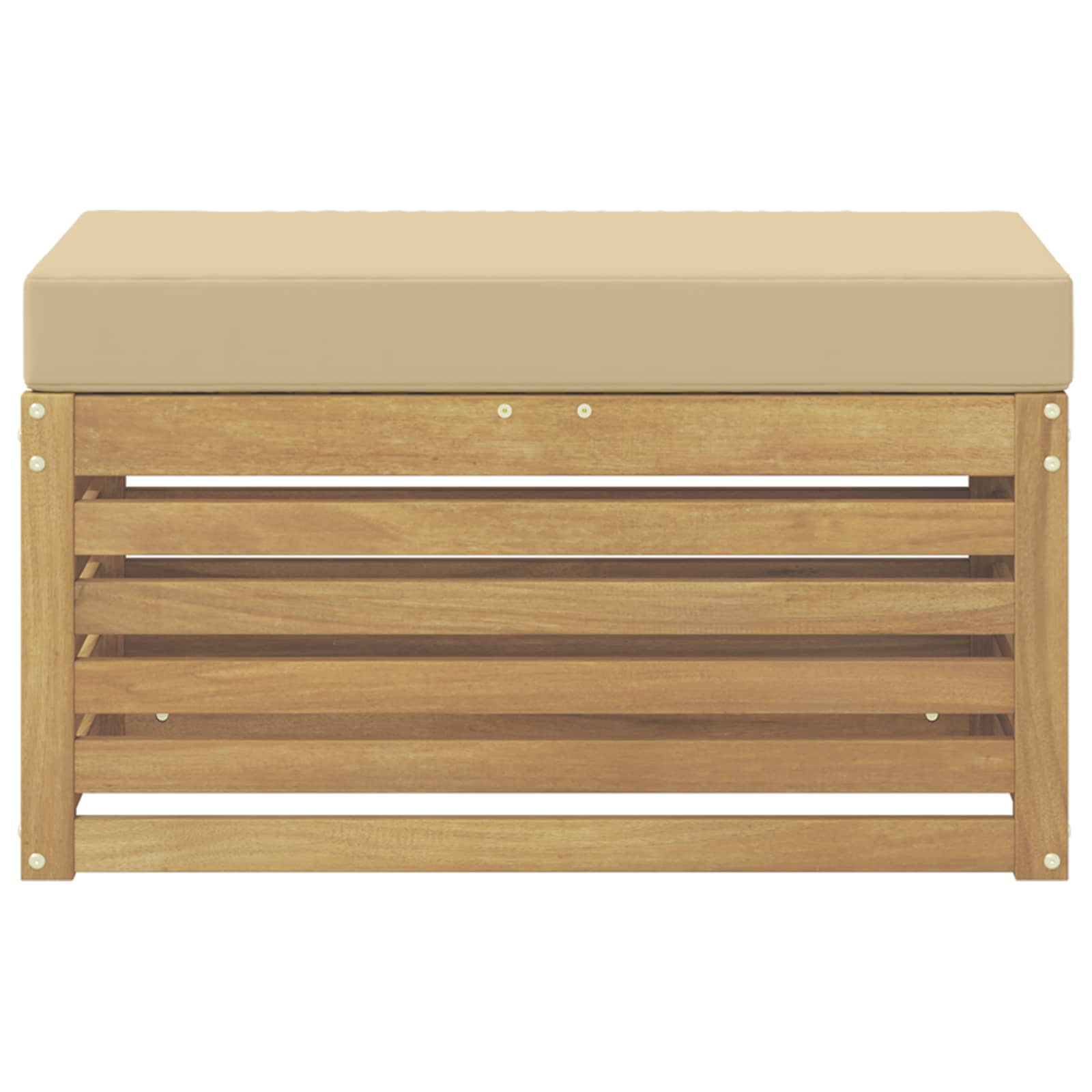 Outdoor Hocker Bank Weiß 80 x 43 x 45 cm Massivholz Akazie