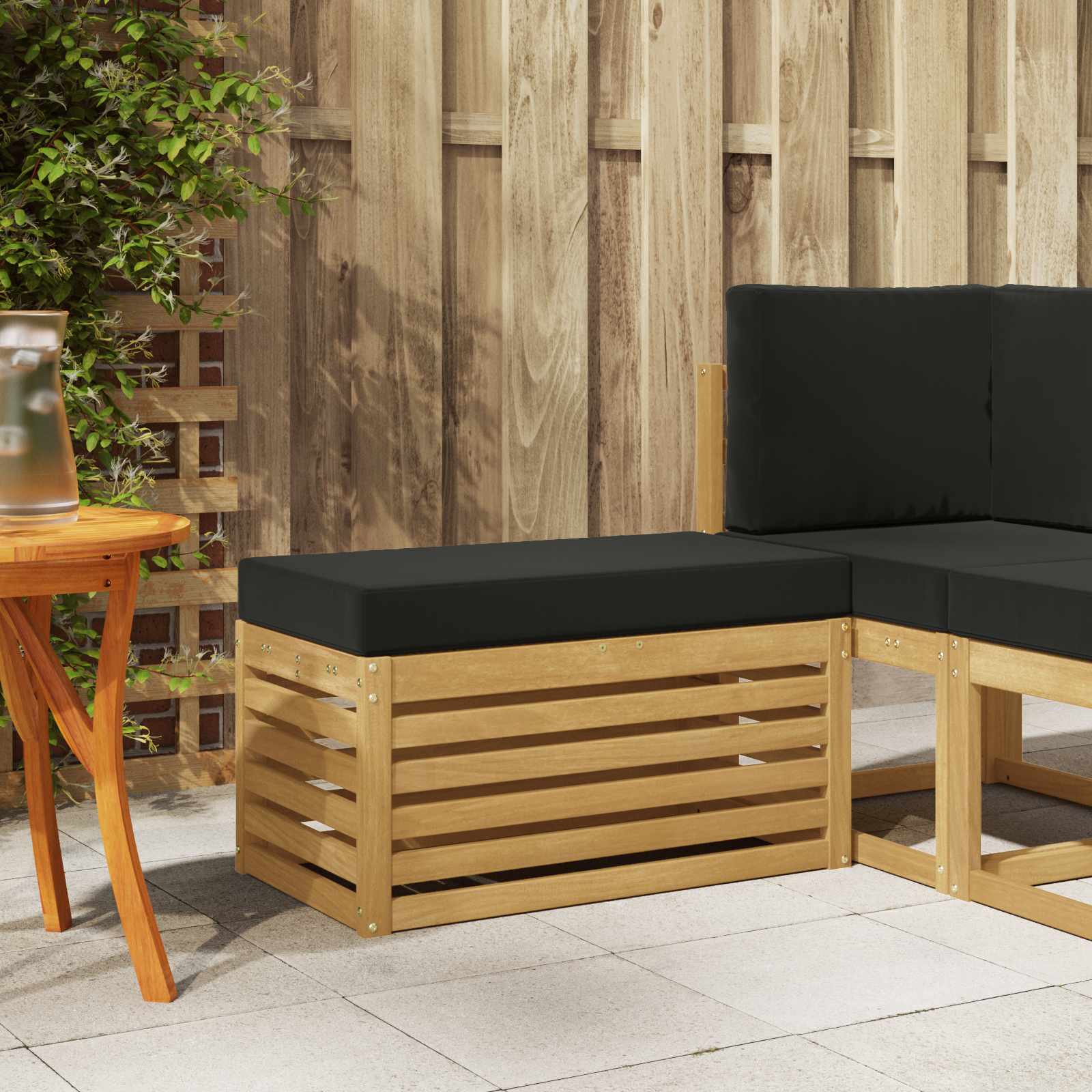 Outdoor Hocker Bank Weiß 80 x 43 x 45 cm Massivholz Akazie