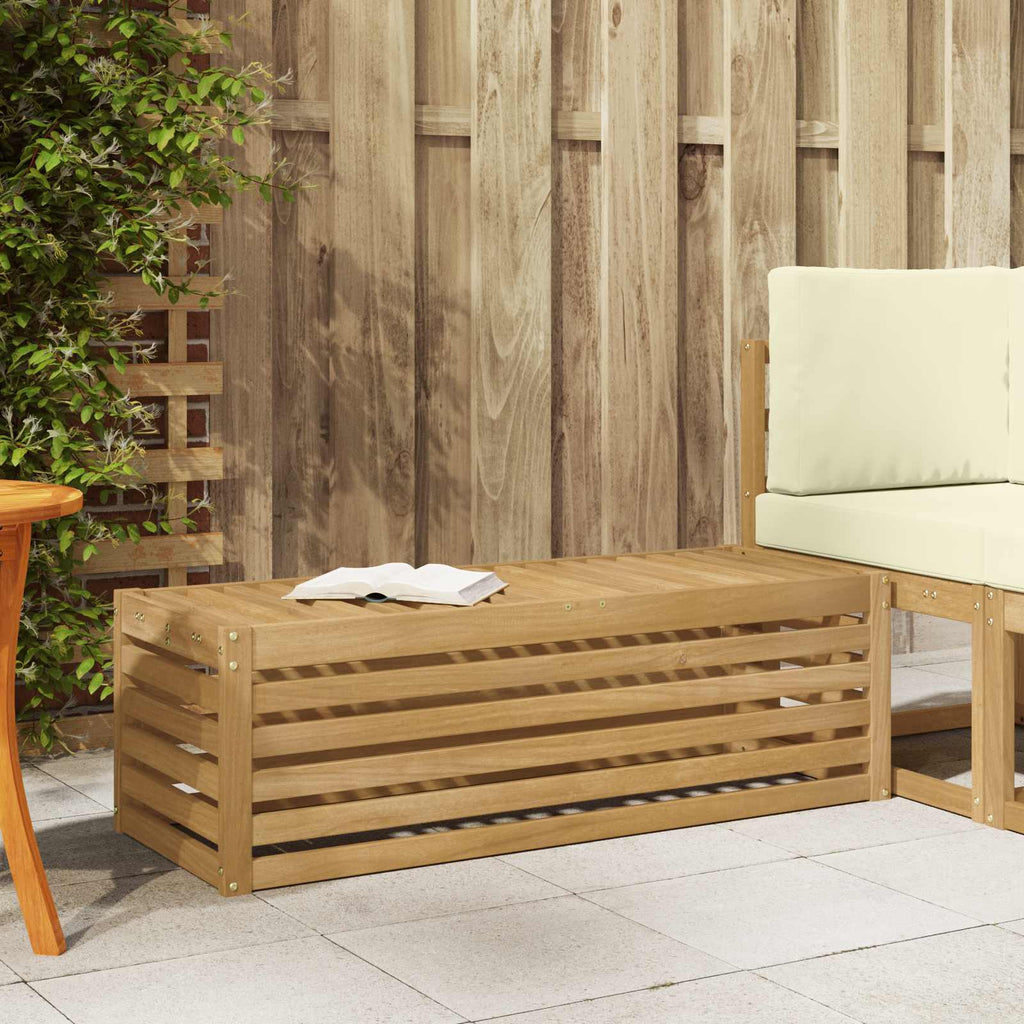 Outdoor Hocker Bank Weiß 115 x 43 x 37 cm Massivholz Akazie