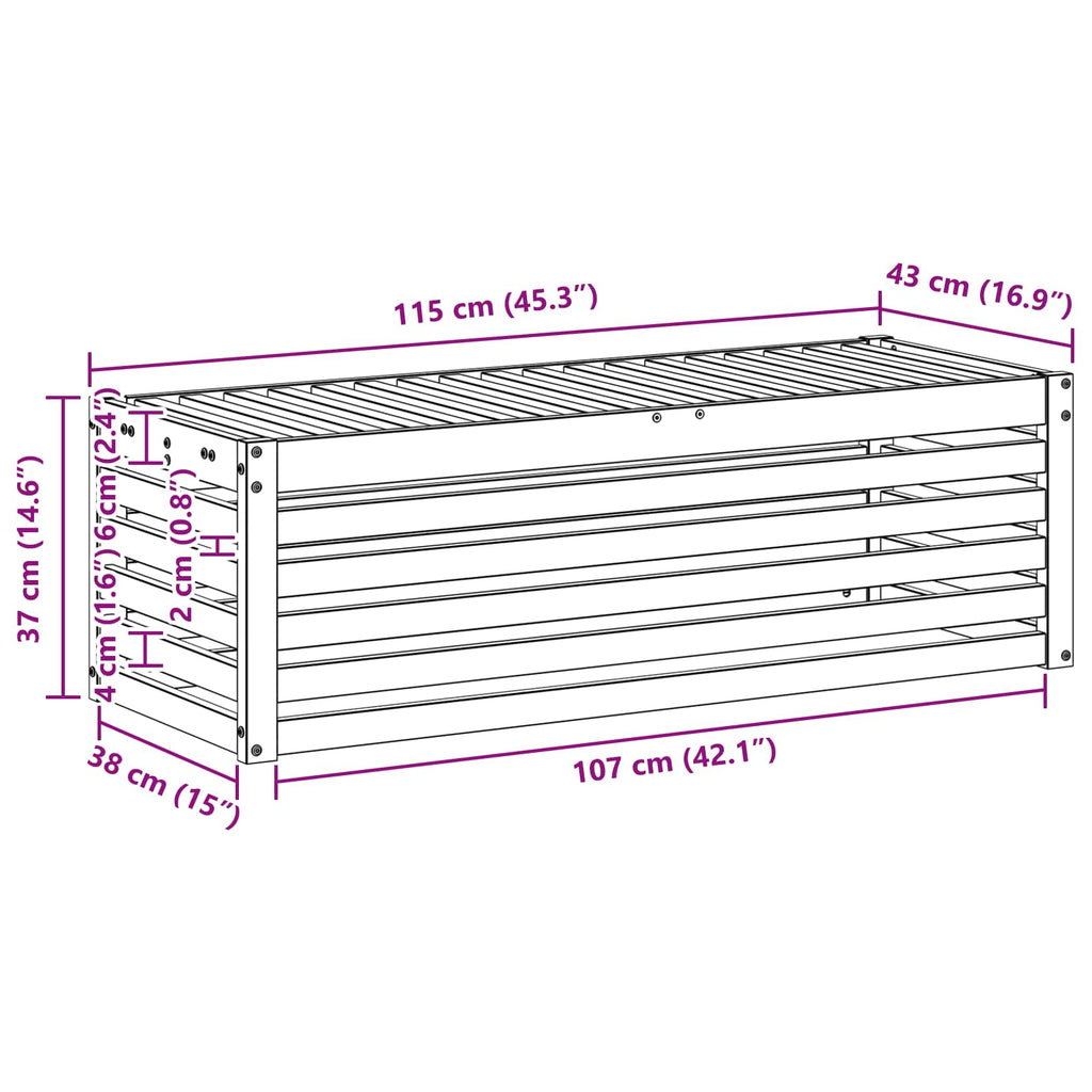Outdoor Hocker Bank Weiß 115 x 43 x 37 cm Massivholz Akazie