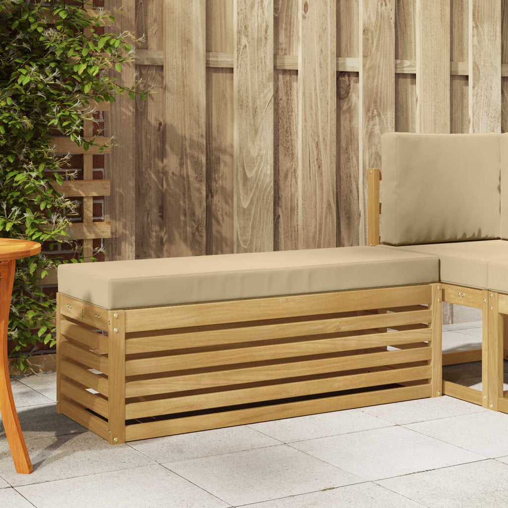 Outdoor Hocker Bank Weiß 115 x 43 x 45 cm Massivholz Akazie