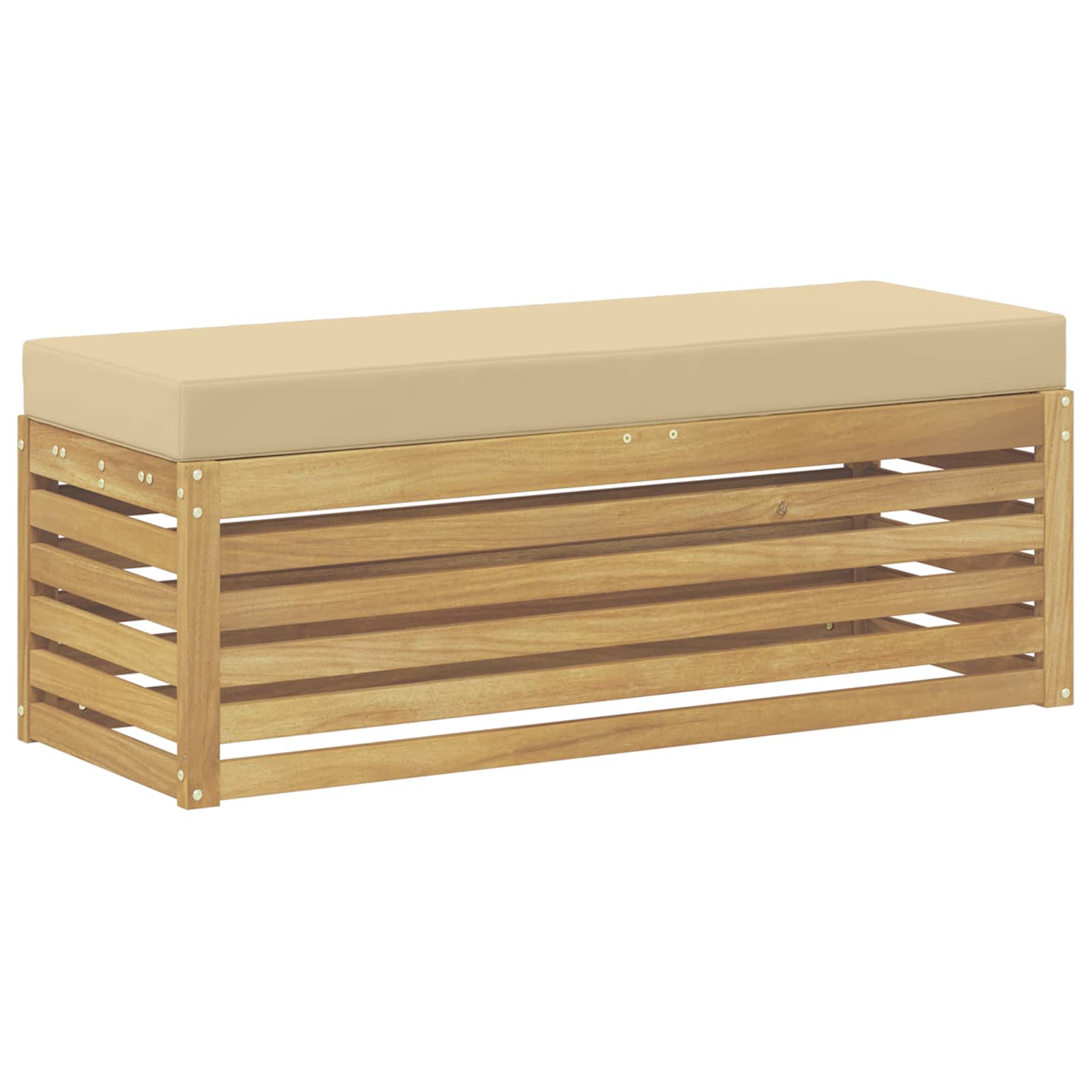 Outdoor Hocker Bank Weiß 115 x 43 x 45 cm Massivholz Akazie