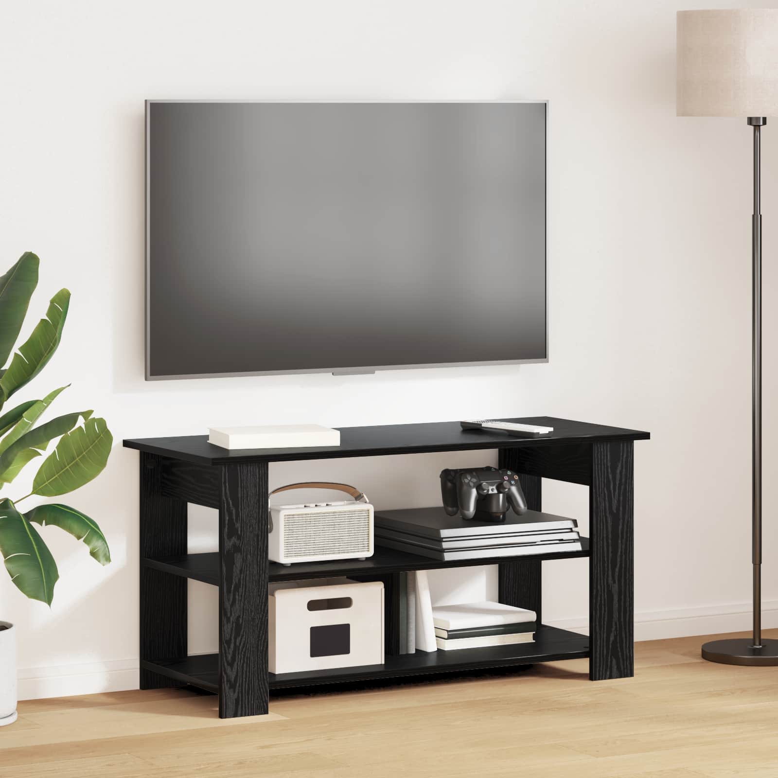 TV-Ständer Schwarz Eichen-Optik 100 x 40 x 50 cm