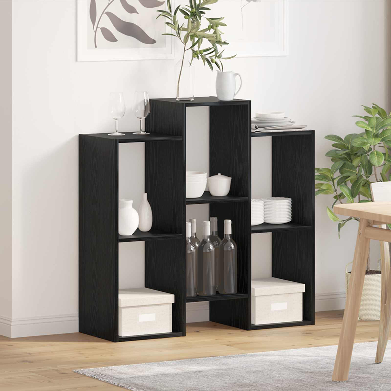 Sideboard Schwarz Eichen-Optik 90 x 30 x 90 cm