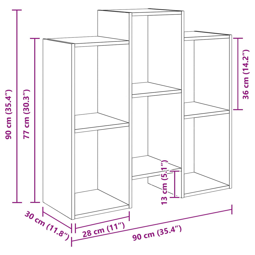 Sideboard Schwarz Eichen-Optik 90 x 30 x 90 cm