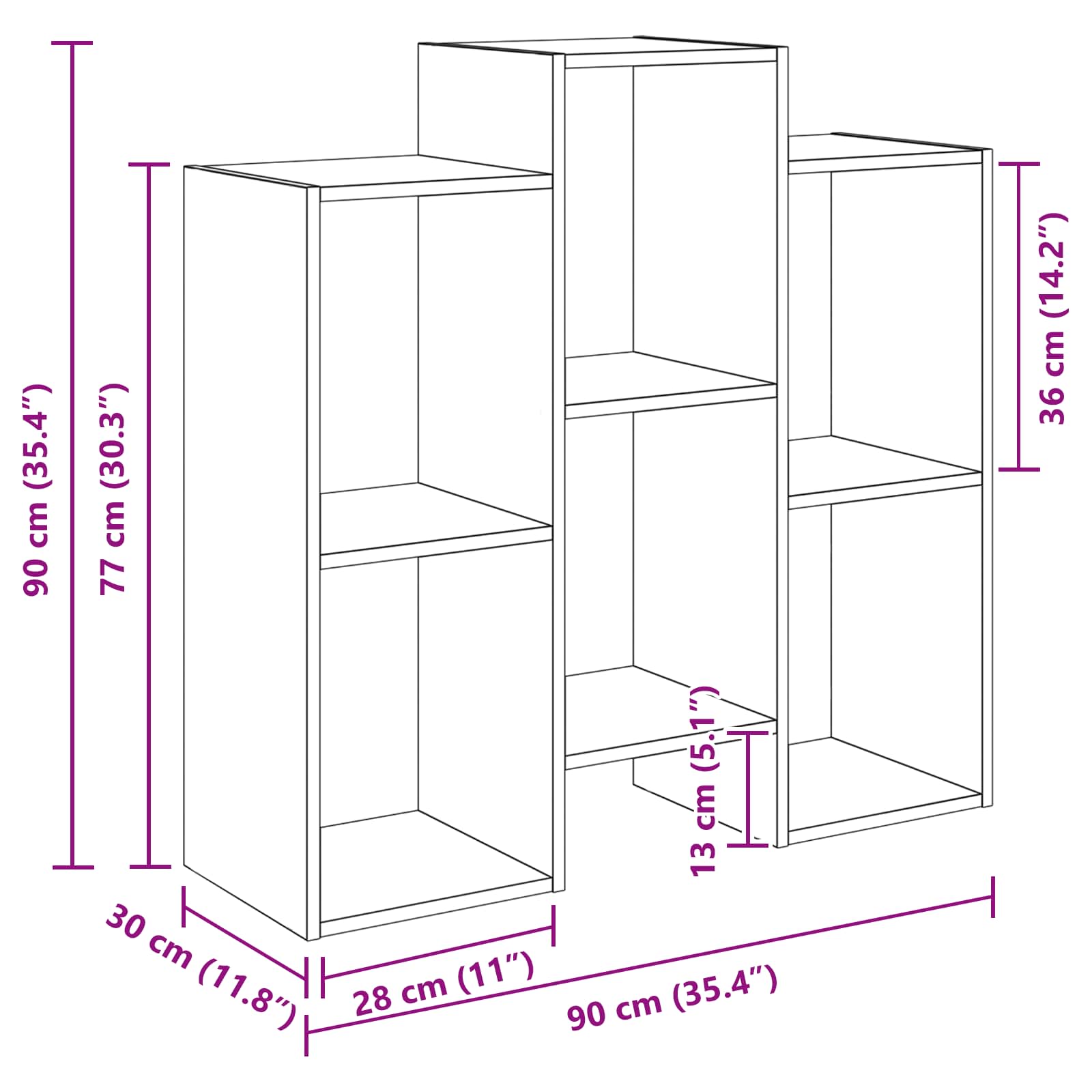 Sideboard Graues Sonoma 90 x 30 x 90 cm