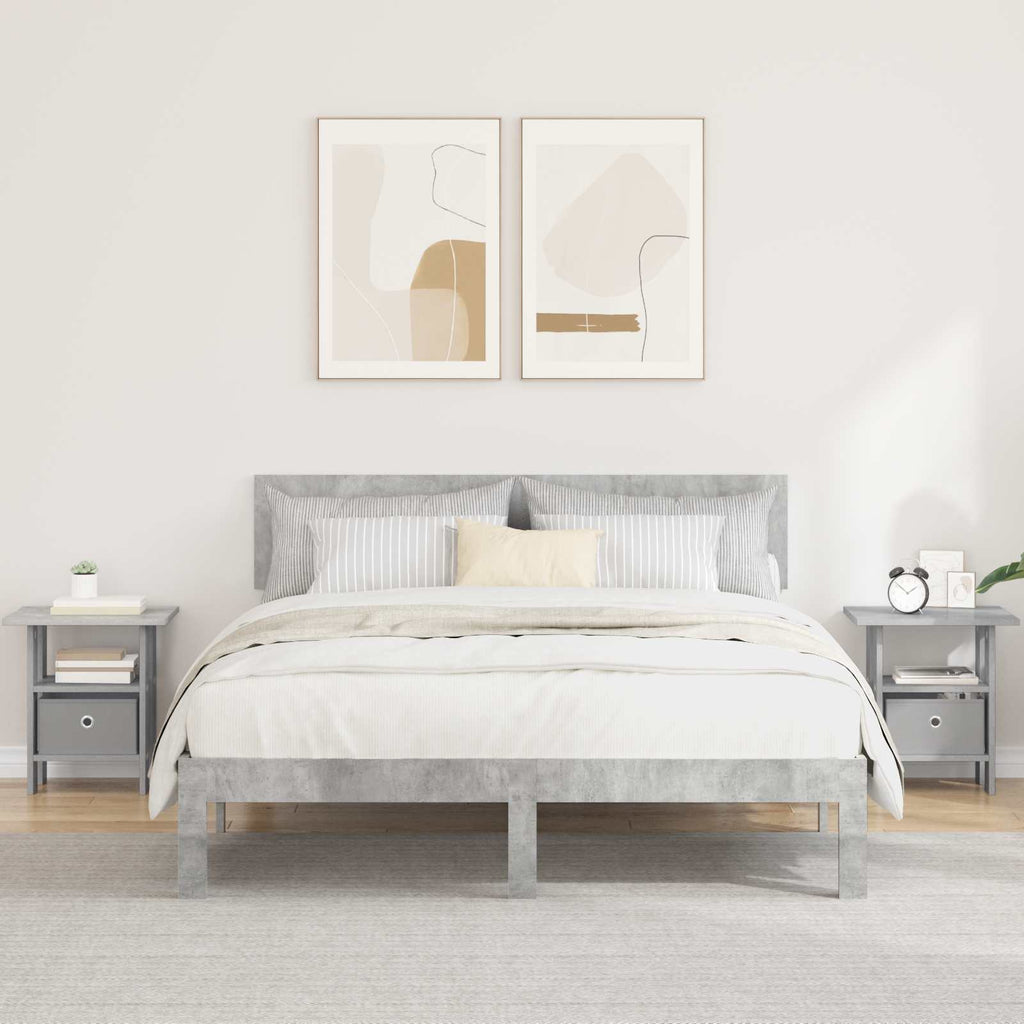 Nachttisch 2 pcs Beton Grau 41 x 40 x 45 cm Holzwerkstoff