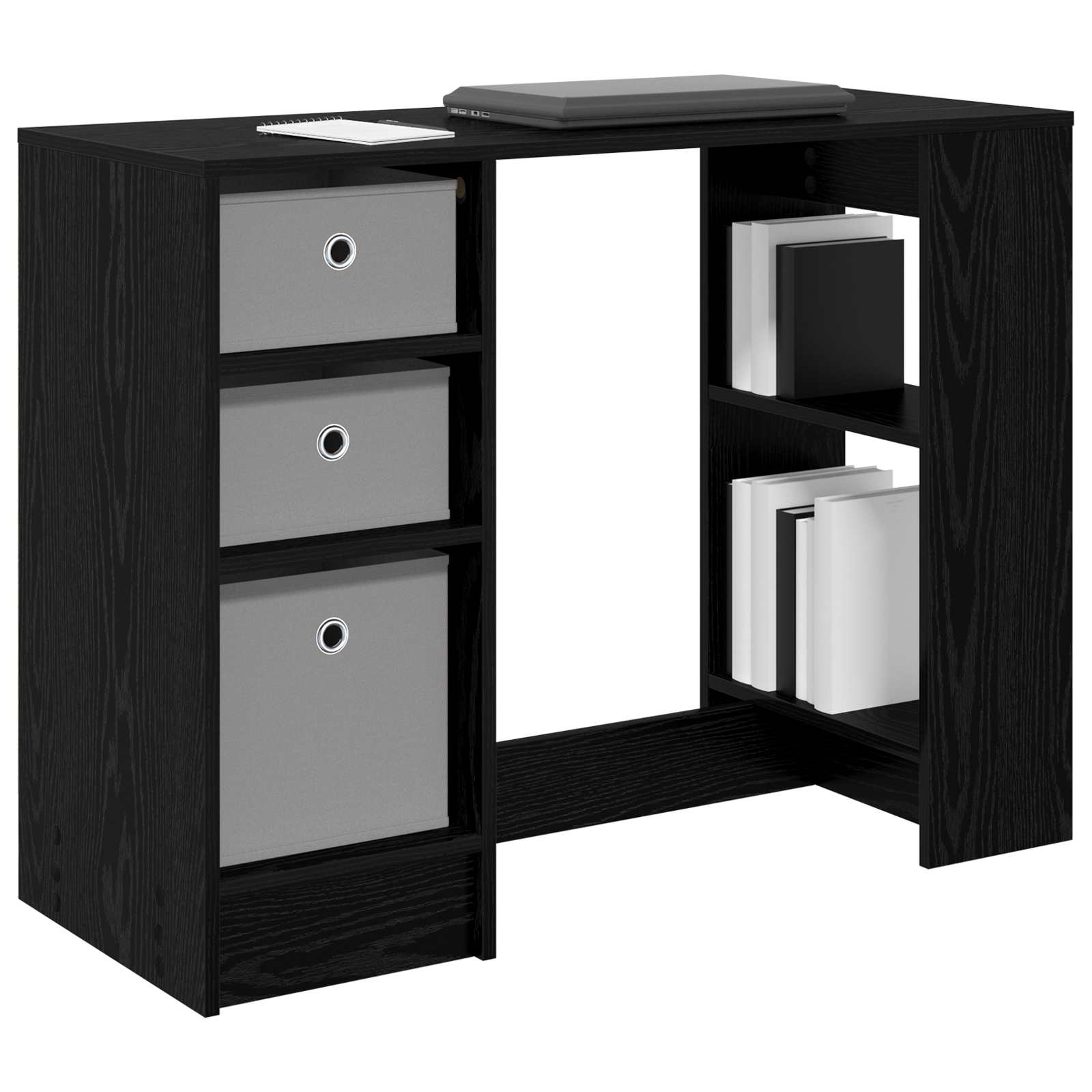 Schreibtisch mit Regal Schwarz Eichen-Optik 100 x 40 x 75 cm