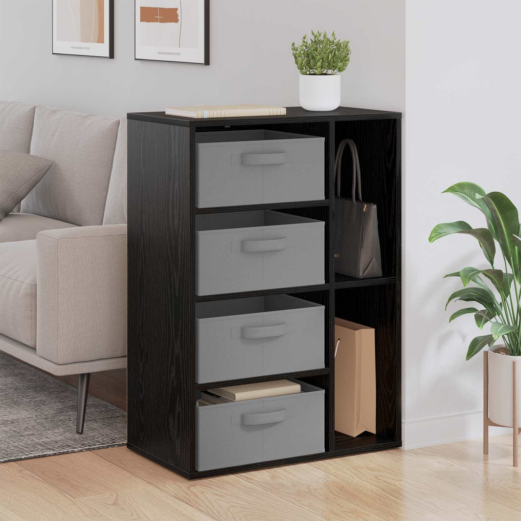 Sideboard mit Schubladen Schwarz Eichen-Optik 60 x 33,5 x 84 cm