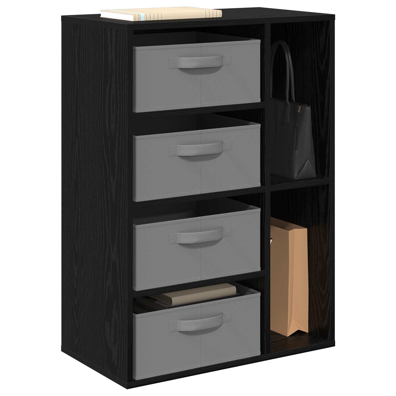 Sideboard mit Schubladen Schwarz Eichen-Optik 60 x 33,5 x 84 cm